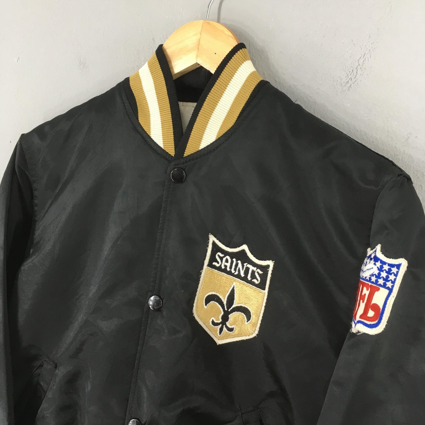 Starter New Orleans Saints NFL Black Satin Varsity Jacket Small