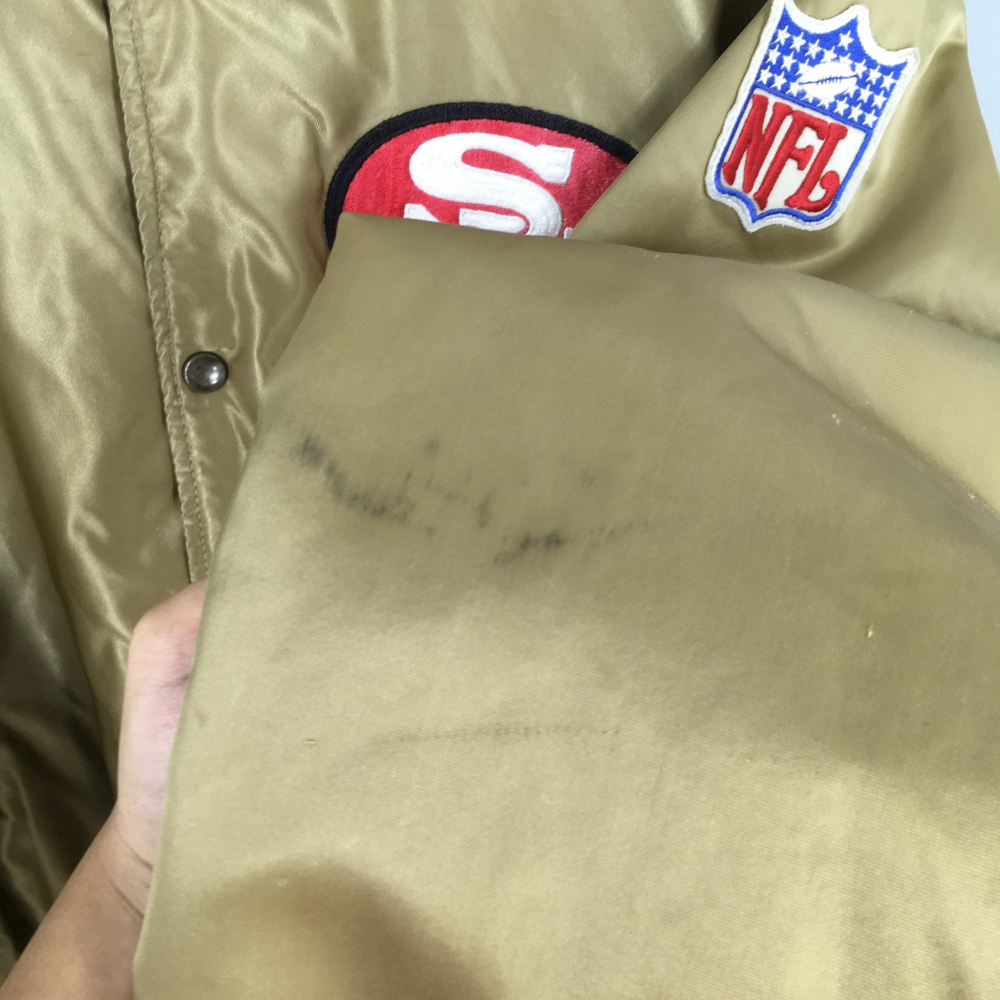 San Francisco 49ers NFL Gold Satin Jacket XLarge