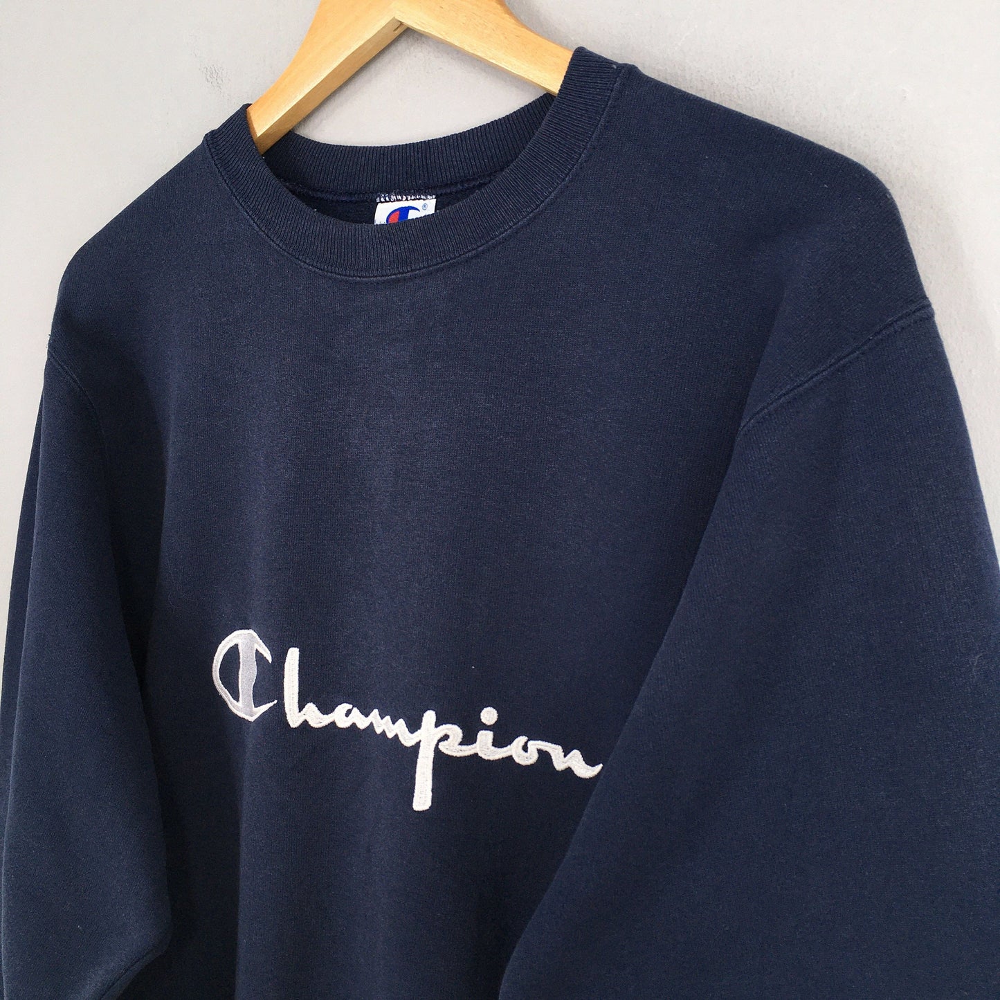 Champion Script Logo Blue Sweatshirt Large