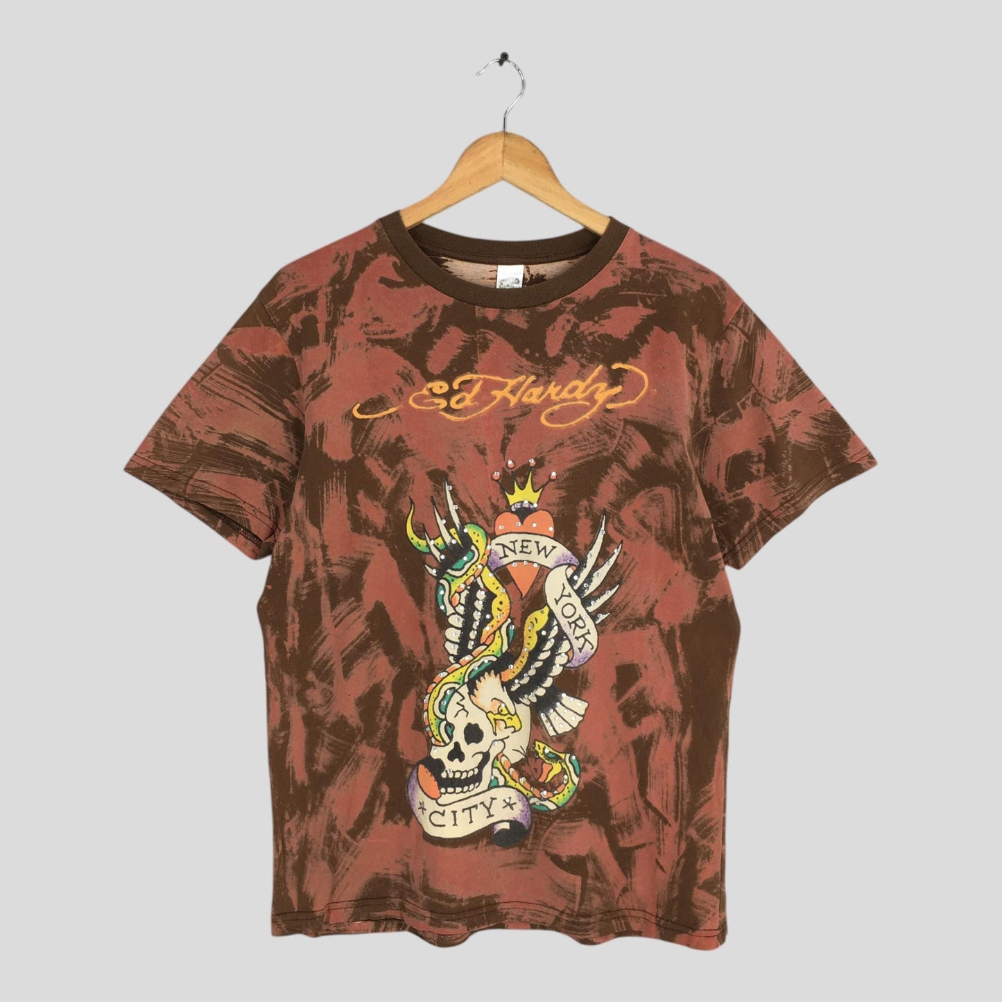 Don Ed Hardy By Christian Audigier Tattoo Tie Dye Red T shirt Medium