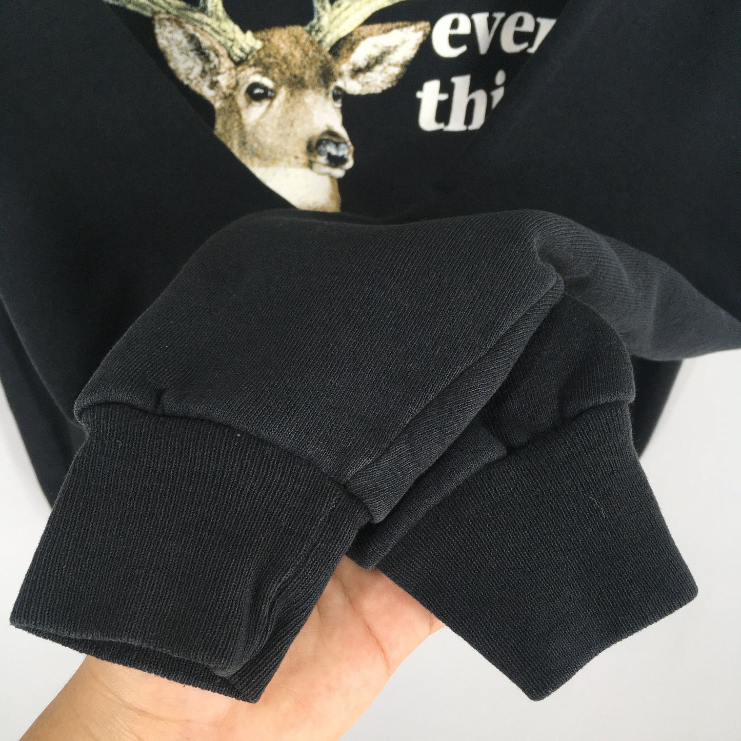 Deer Animal White-Tailed Black Sweatshirt XLarge