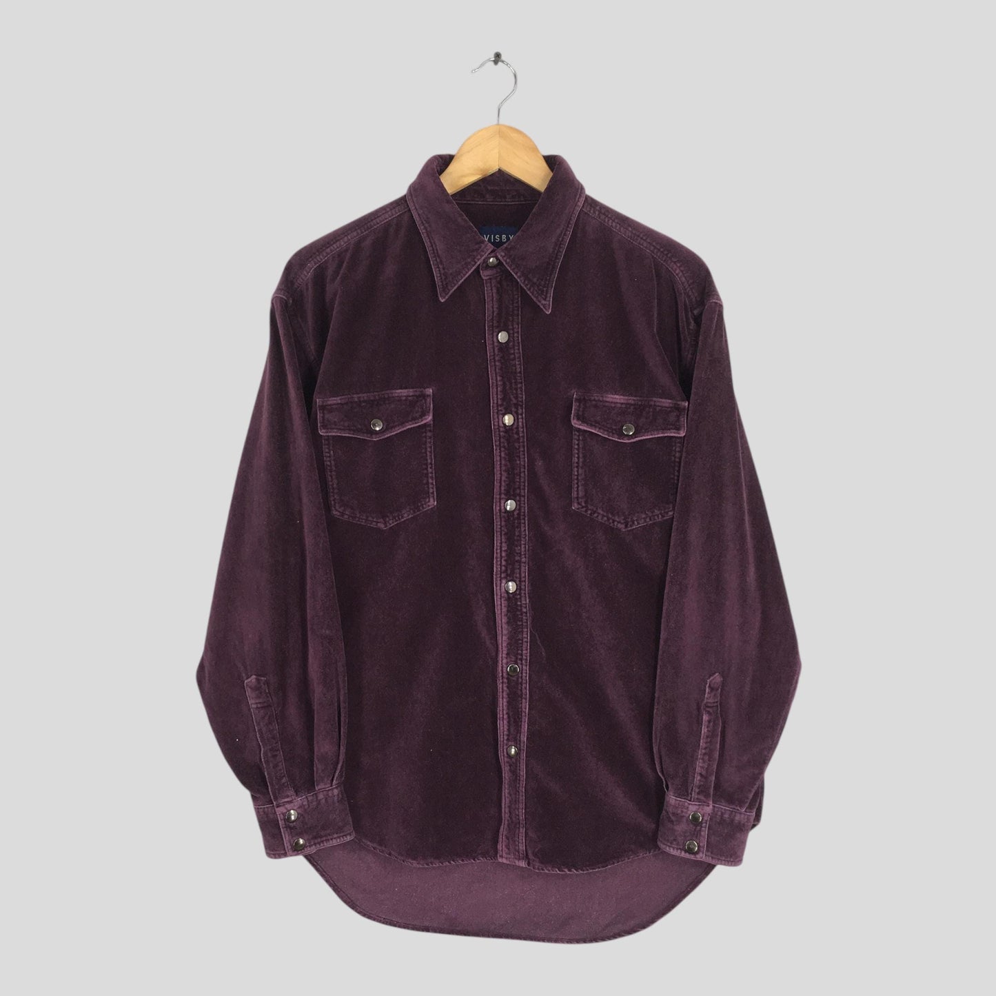 Visby Plain Purple Velvet Shirt Large