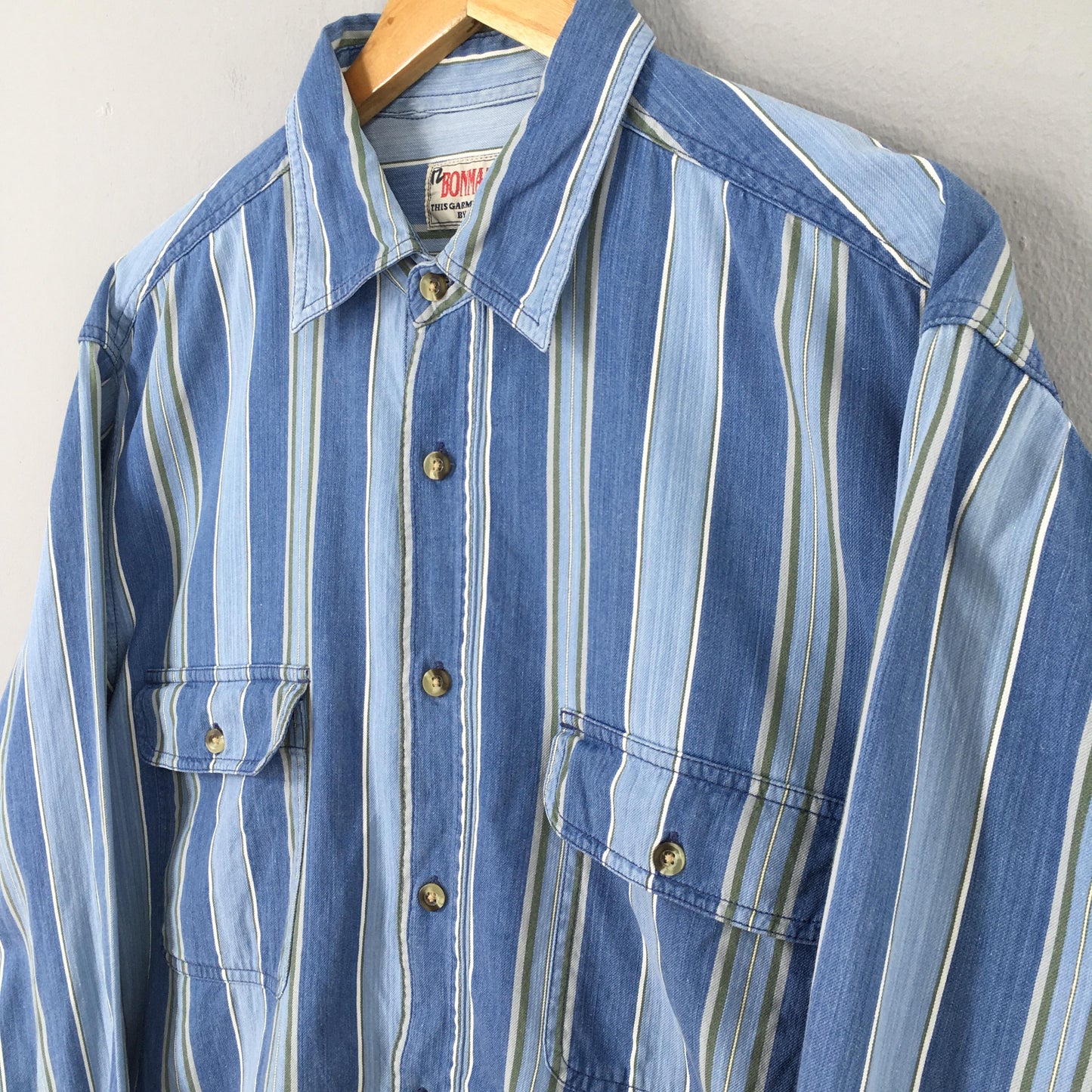 Stripes Flannel Denim Shirt 2XLarge