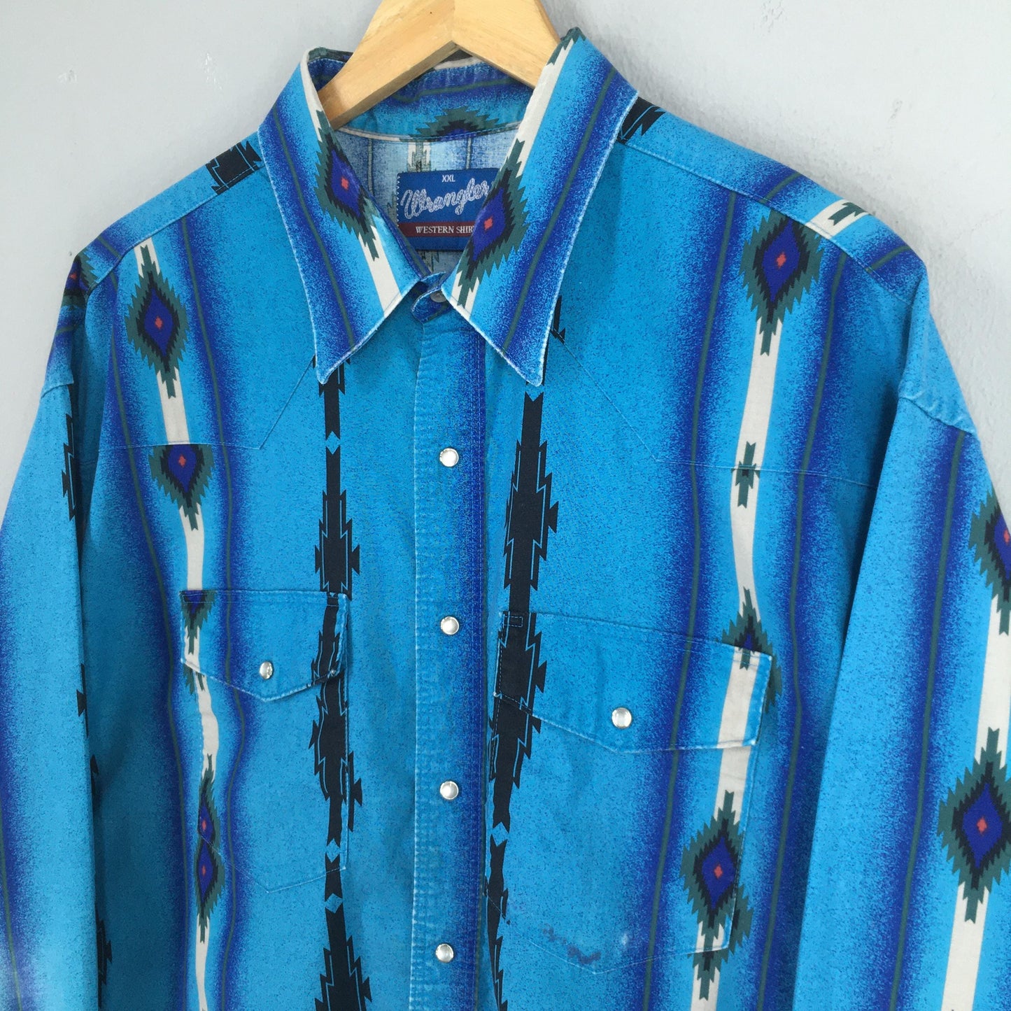 Wrangler Aztec Navajo Brushpopper Blue Shirt 2XLarge