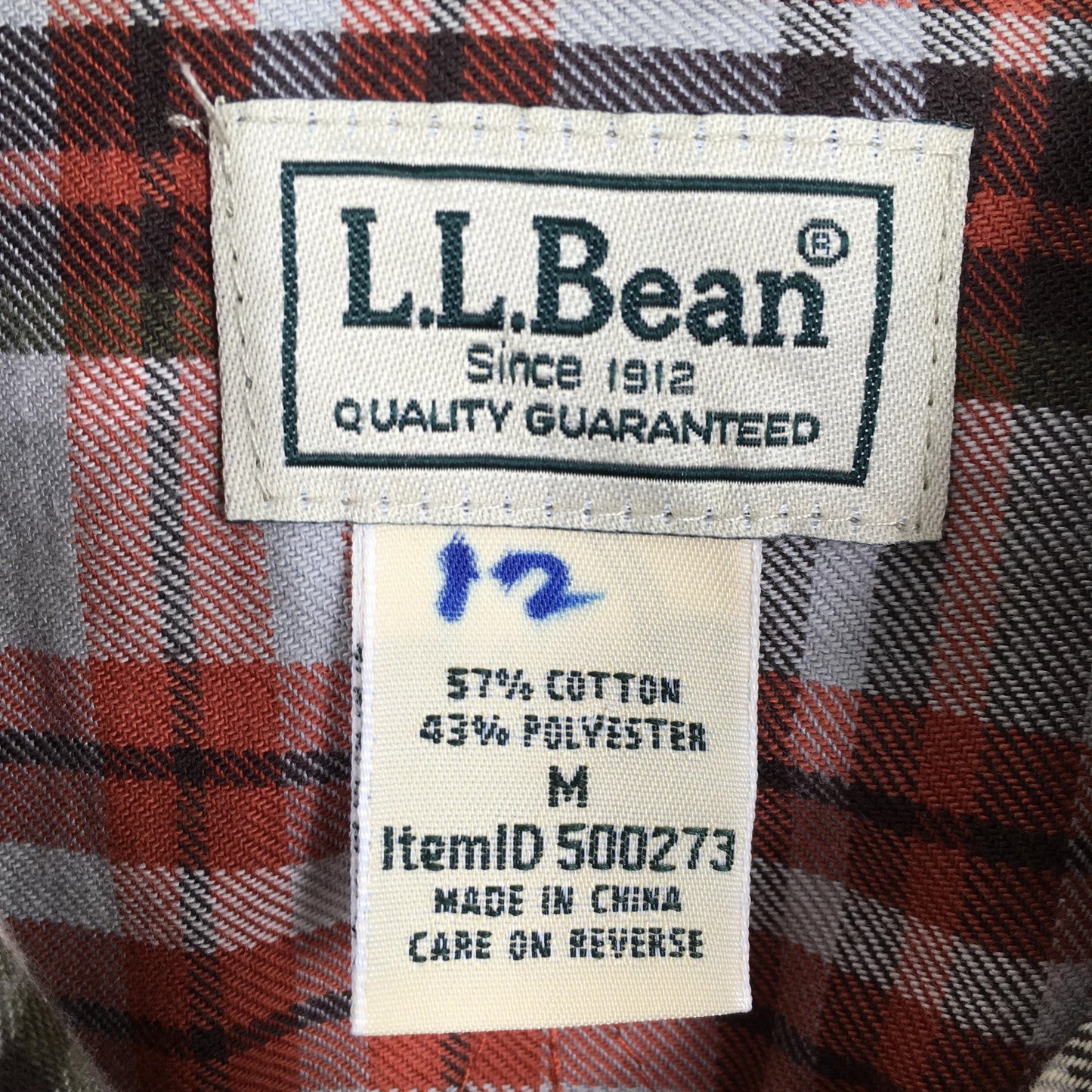 LL Bean Flannel Checkered Shirt Men Medium