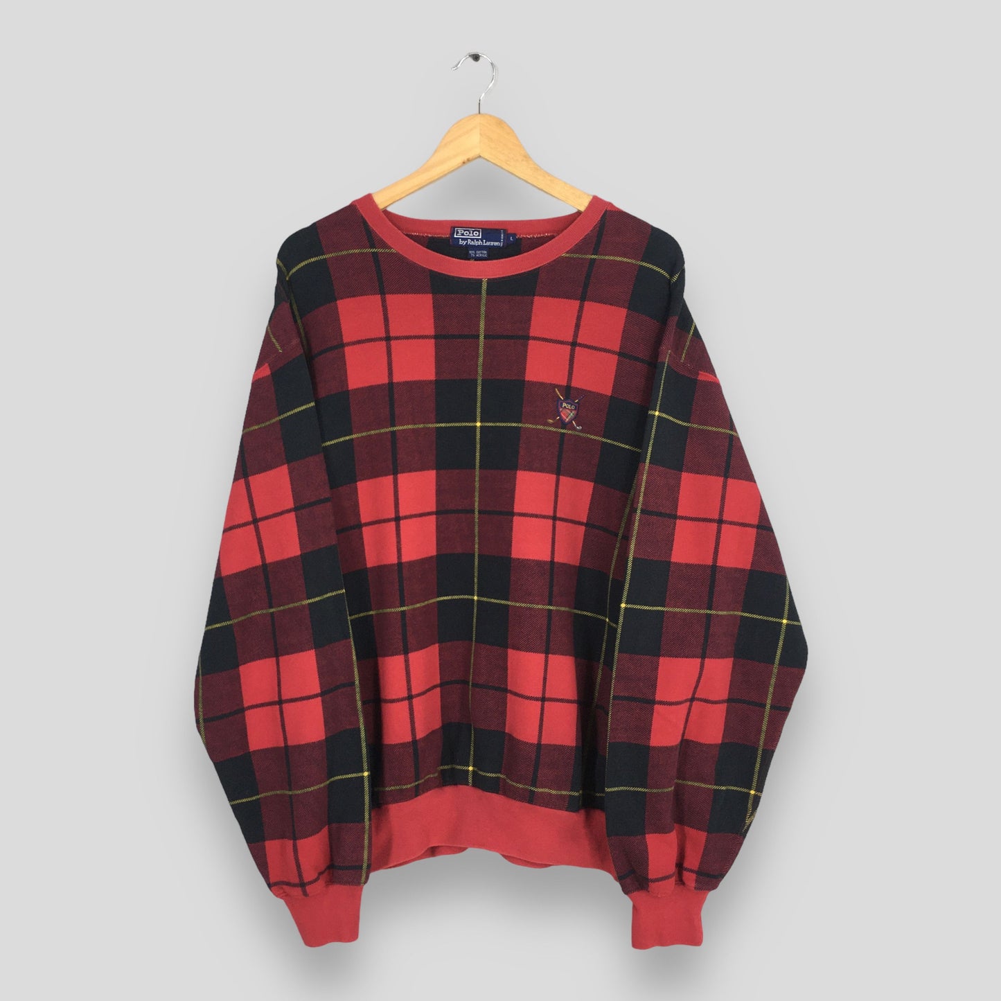 Polo Ralph Lauren Red Tartan Checkered Sweater Large