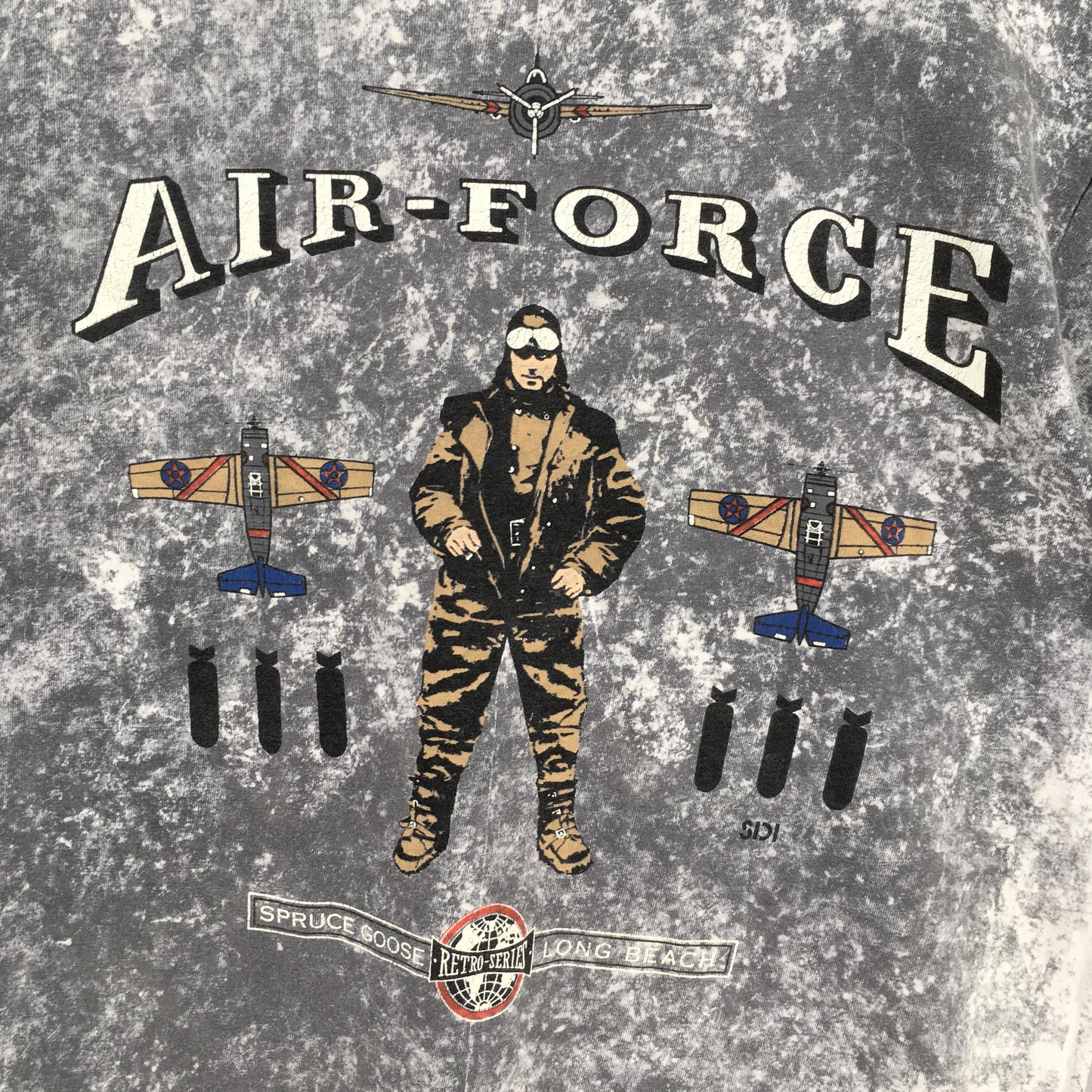 Air Force Retro Series Overdyed Gray T shirt Large