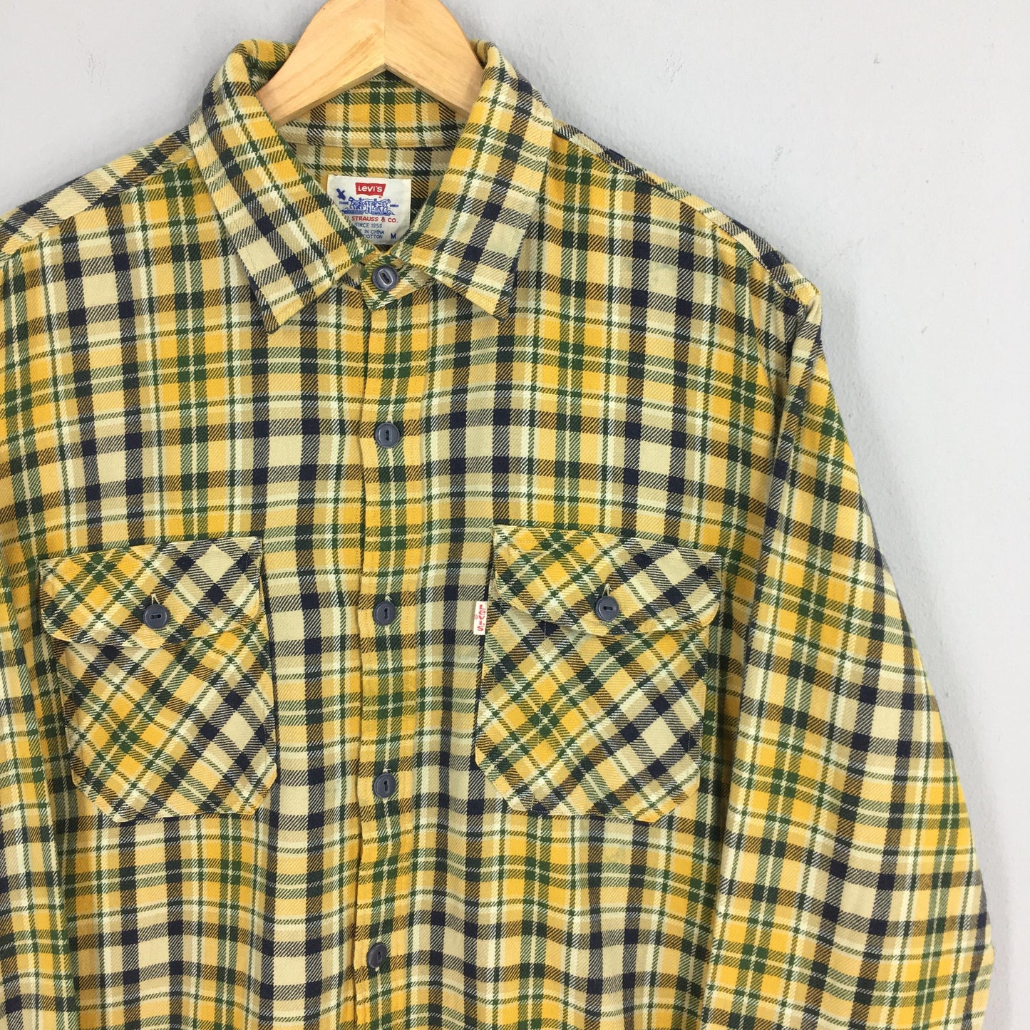 Levis Strauss Checkered Yellow Multicolor Shirt Medium