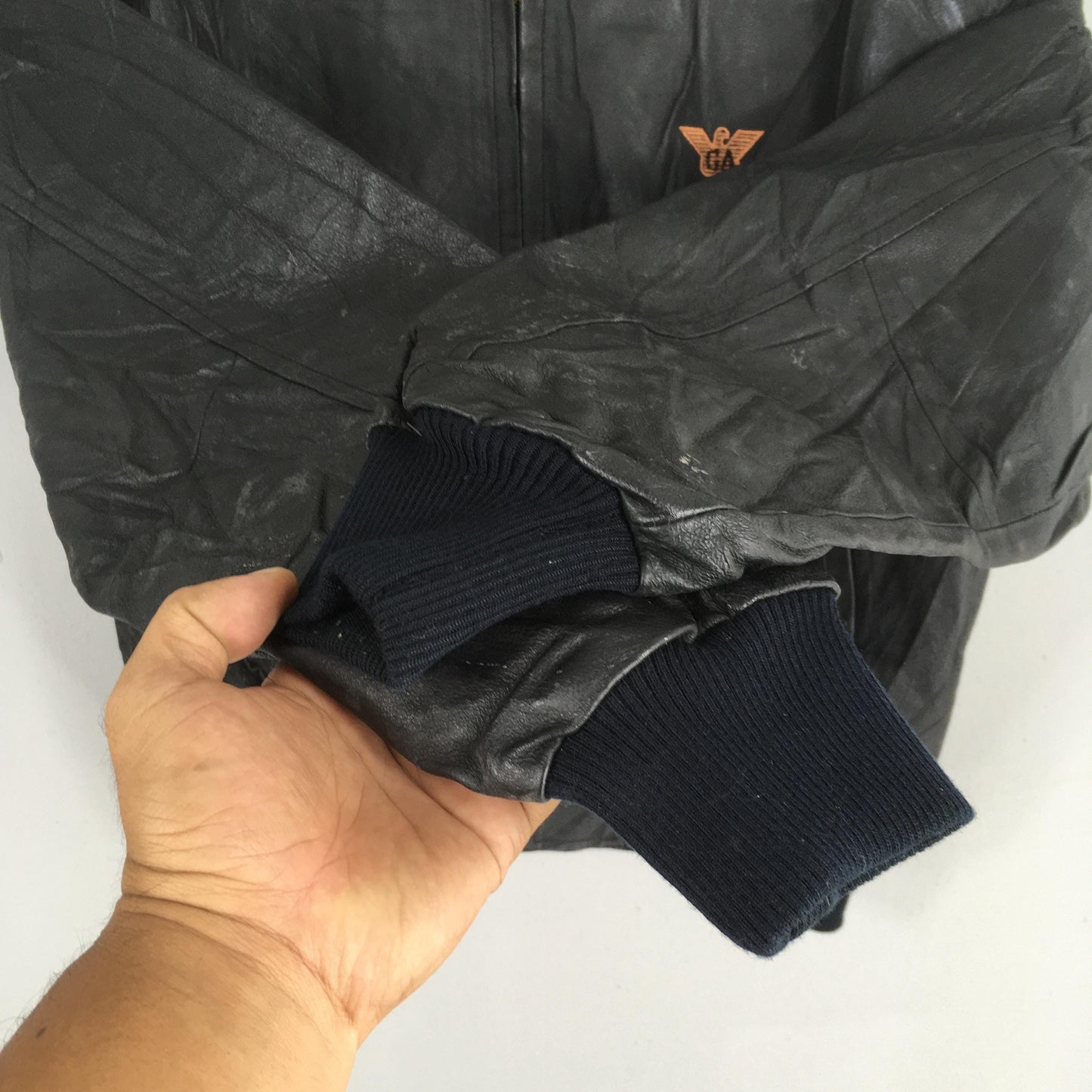 1990's GA Giorgio Armani Jeans Leather Black Jacket Large