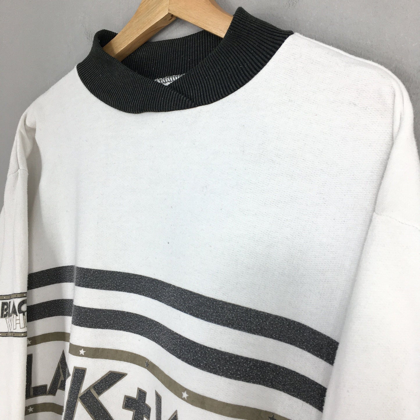 Black + White Stripes Sweatshirt Medium