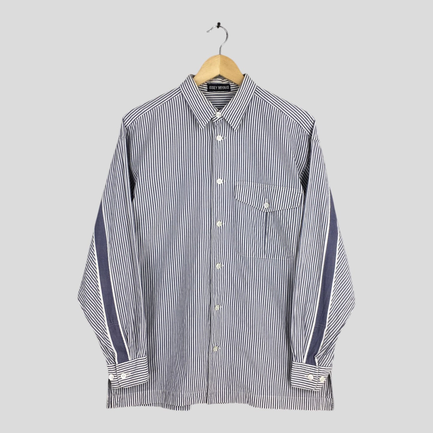 Issey Miyake Gray Striped Shirt Medium