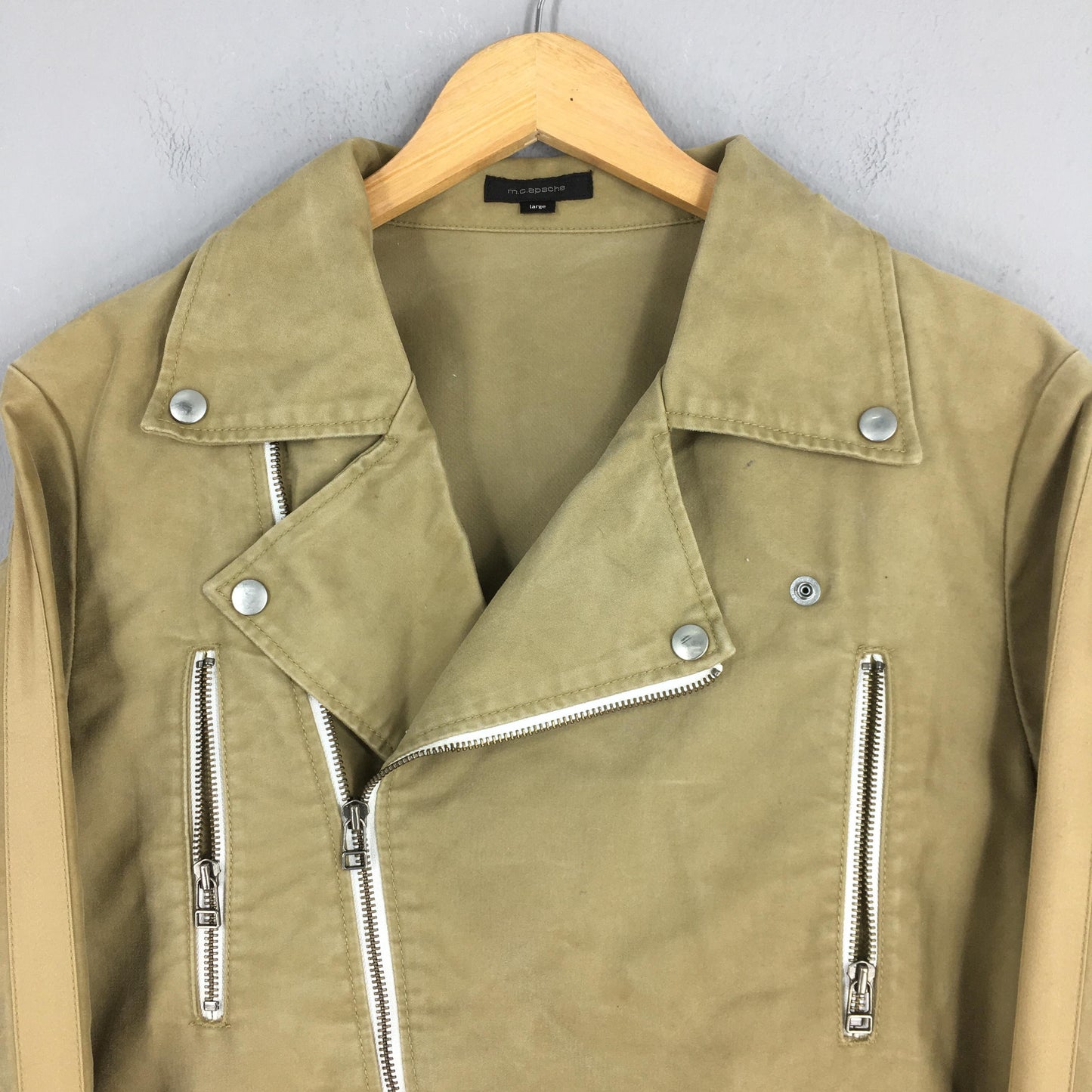 1990s Mc Apache Double Collar Beige Jacket Large