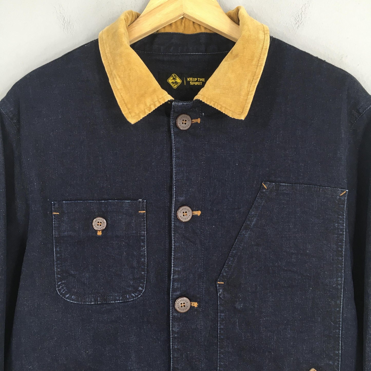 Indigo Blue Denim Workers Barn Field Jacket Large