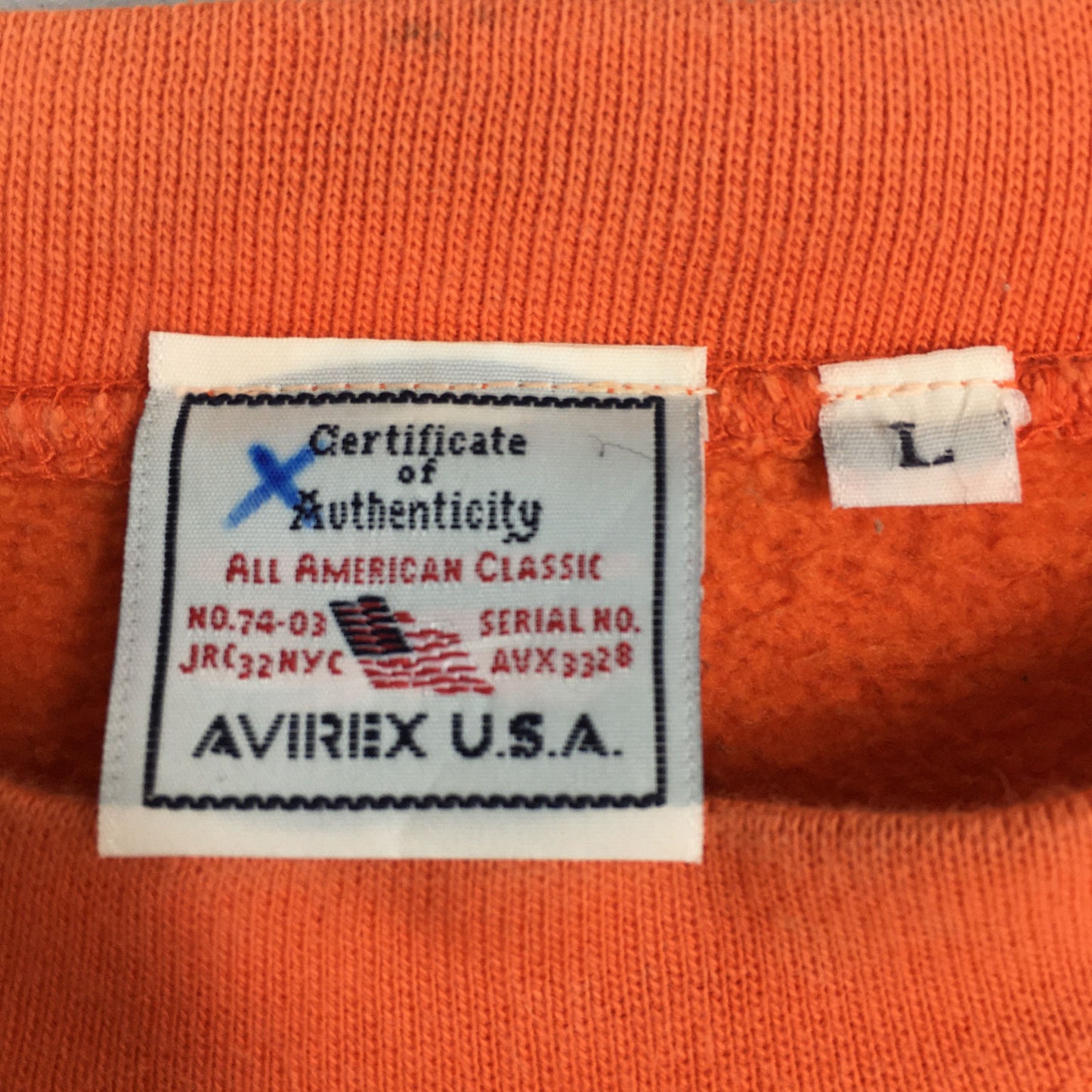 Avirex Usa Plain Orange Sweater Large