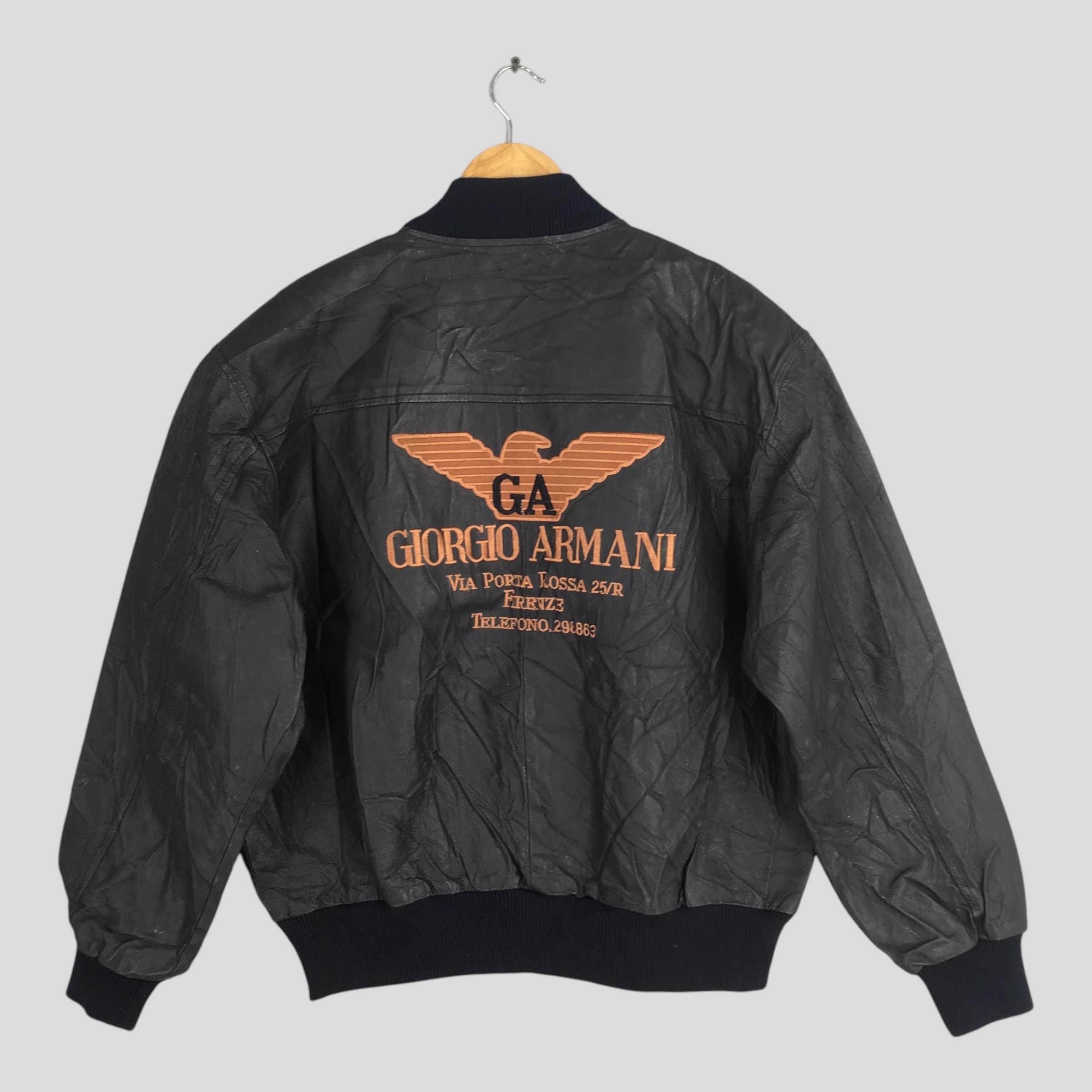1990's GA Giorgio Armani Jeans Leather Black Jacket Large – axevin