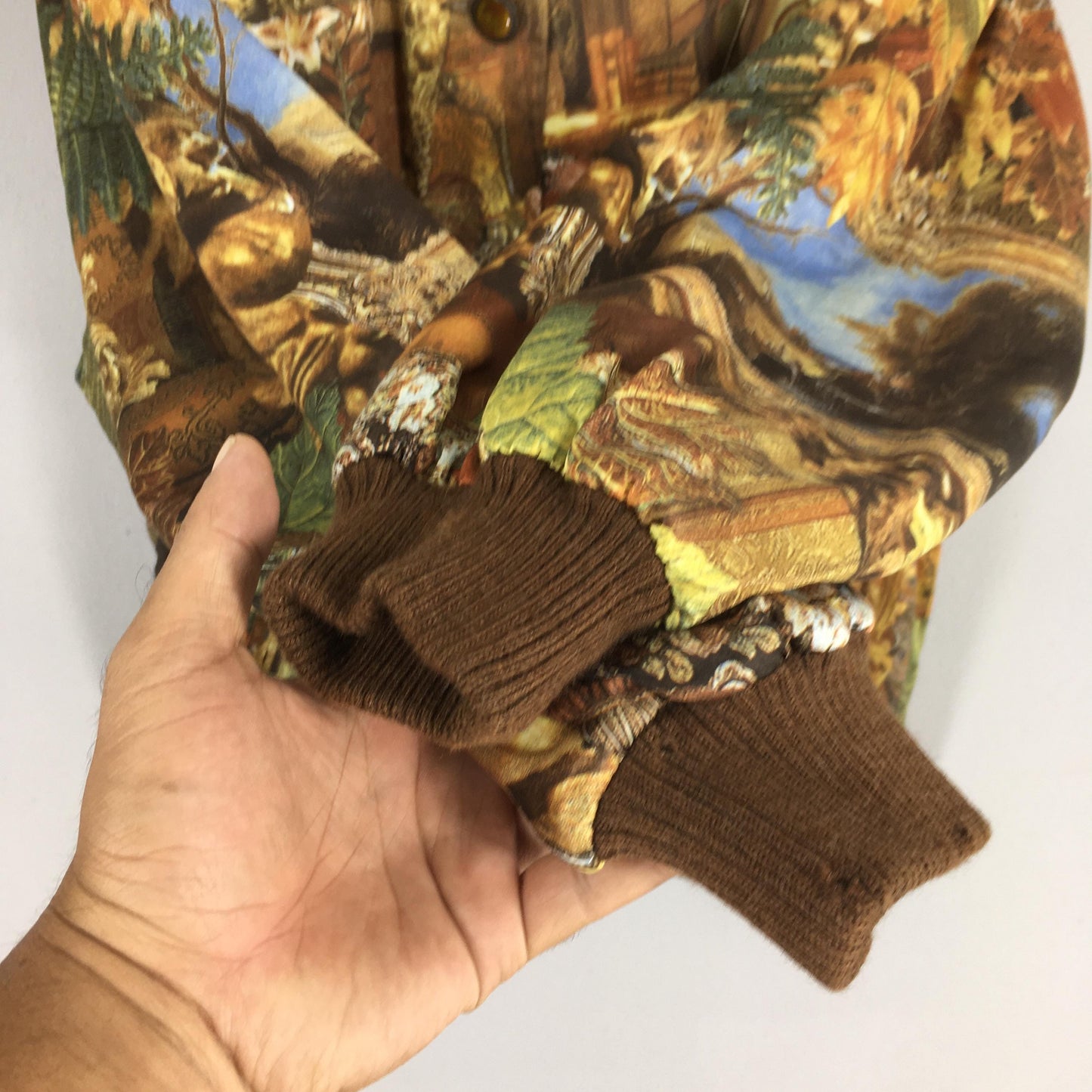 1990s Royalty Baroque Silk Hoodie Jacket Large