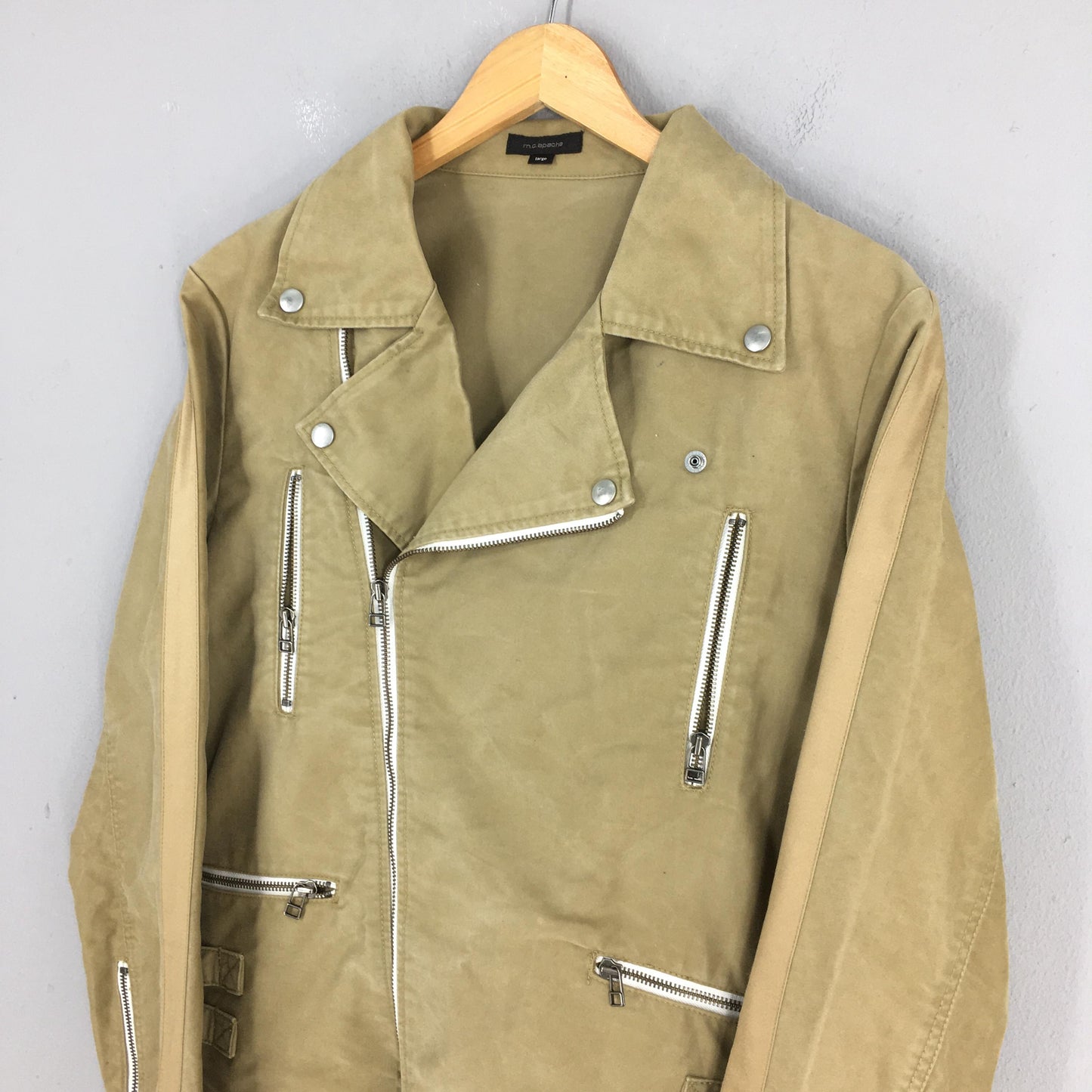 1990s Mc Apache Double Collar Beige Jacket Large