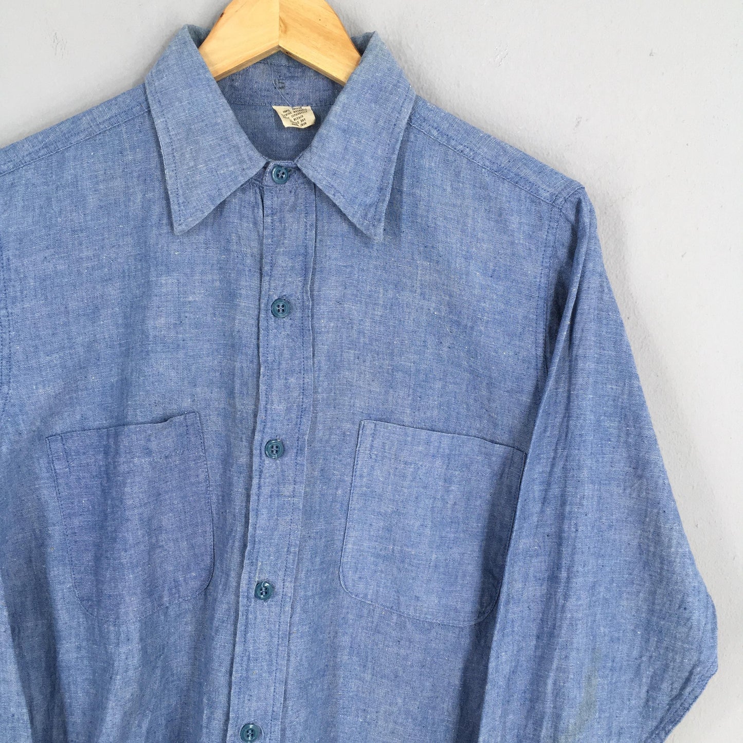 Plain Flannel Chambray Cotton Shirt Medium