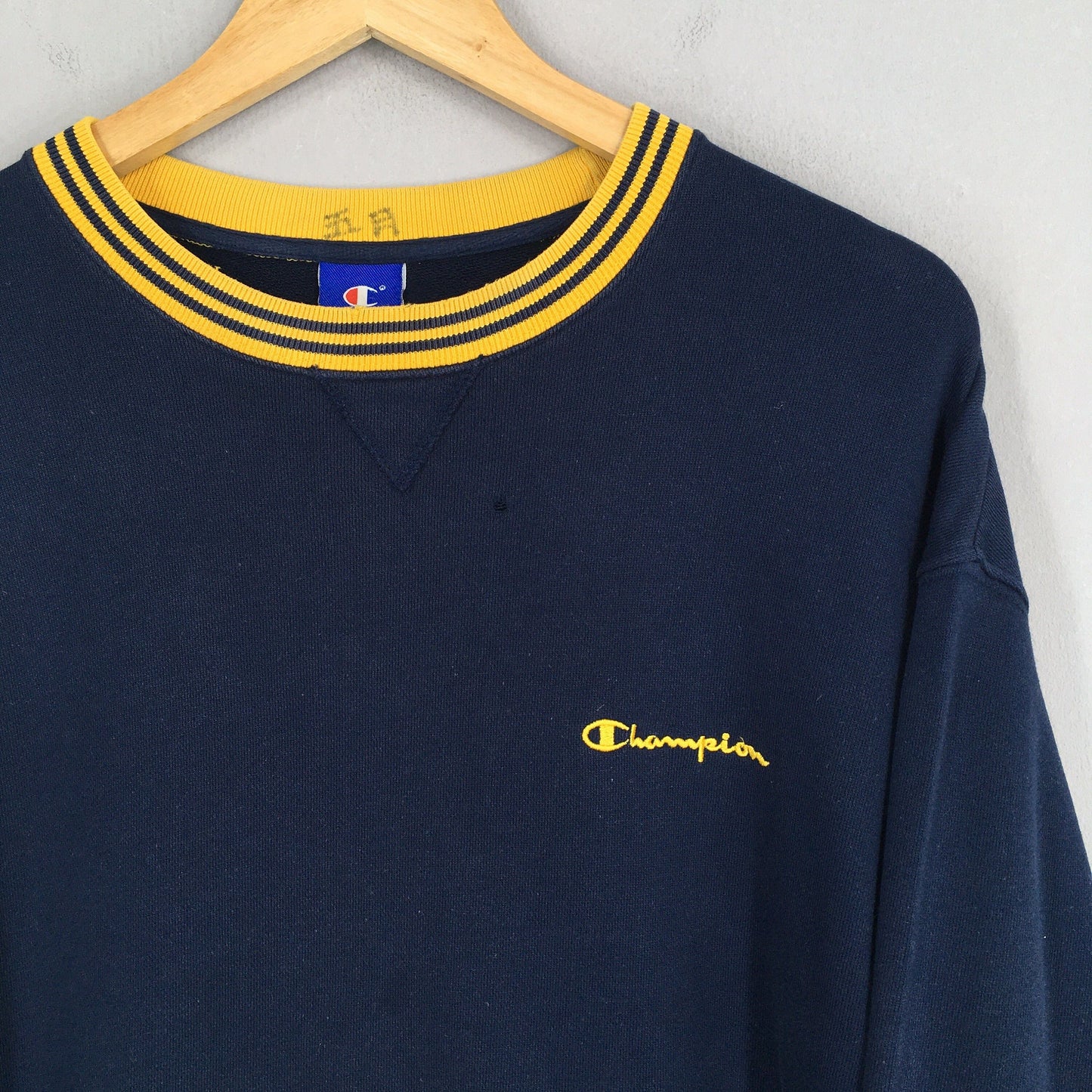 Champion Script Logo Blue Sweatshirt Large