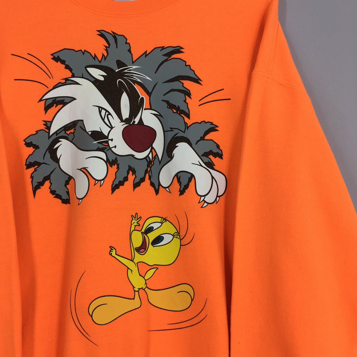 Tweety Yellow Bird Sylvester Looney Tunes Sweatshirt Large