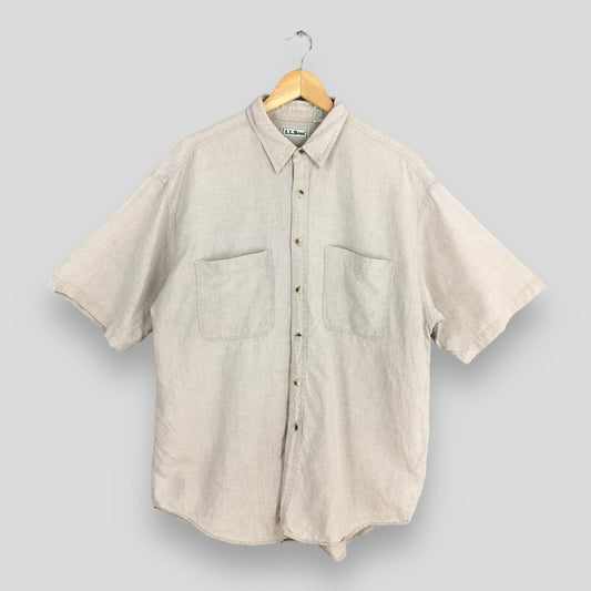 LL Bean Plain Linen Shirt Large