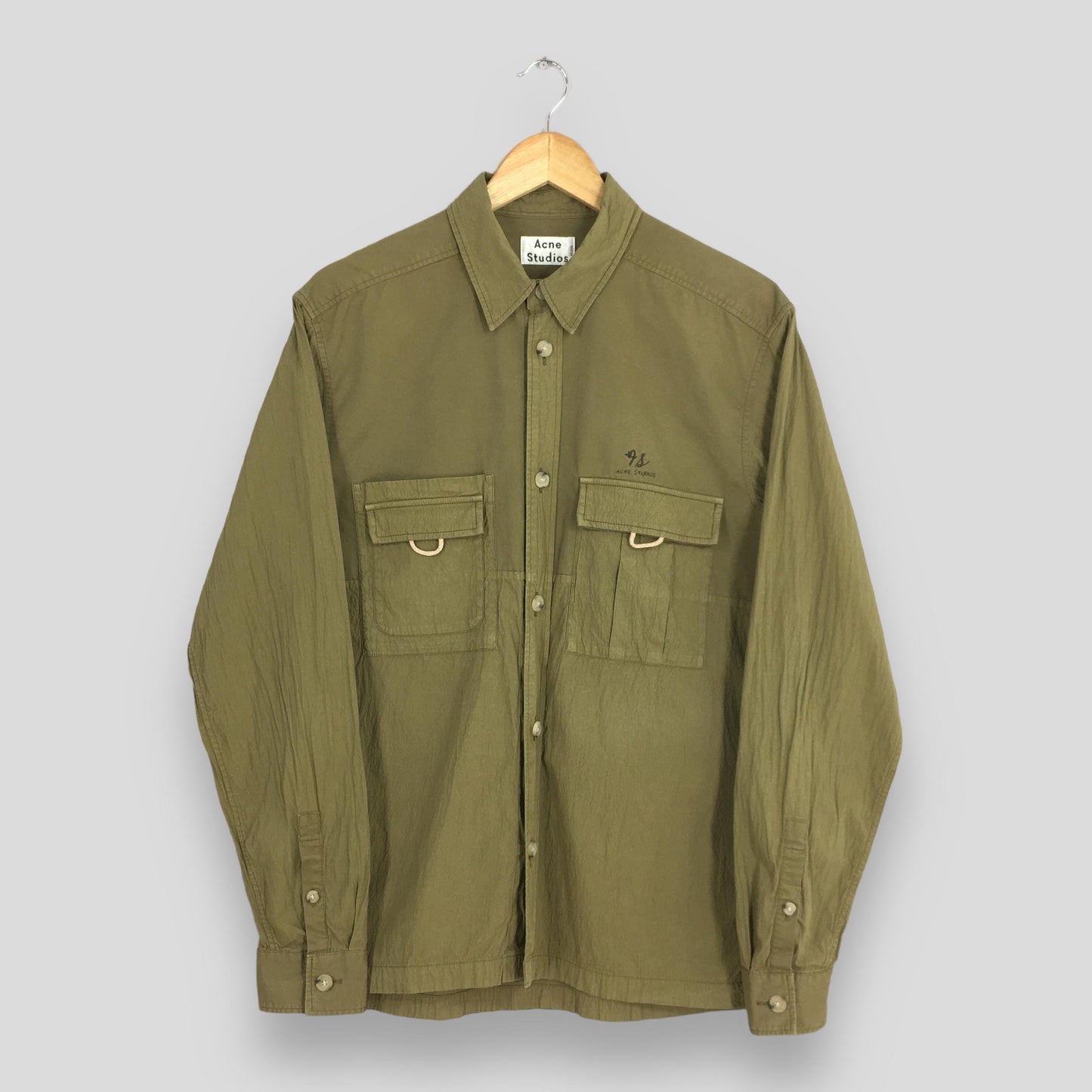Acne Studios Olive Green Pleated Shirt Medium