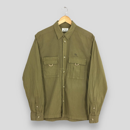 Acne Studios Olive Green Pleated Shirt Medium