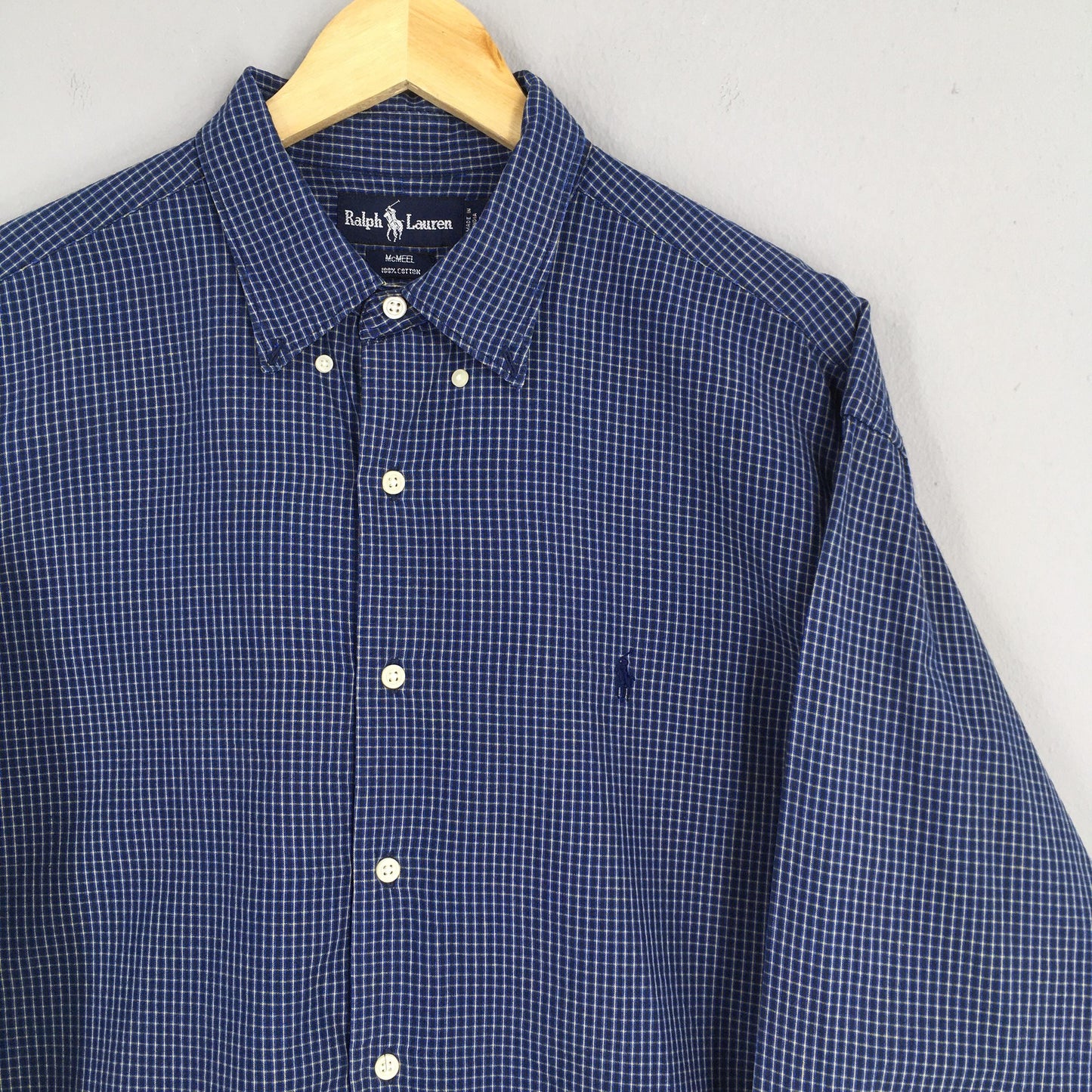 Polo Ralph Lauren Checkered Blue Flannel Shirt Large