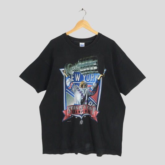 90s New York Rangers NHL Black T shirt XLarge