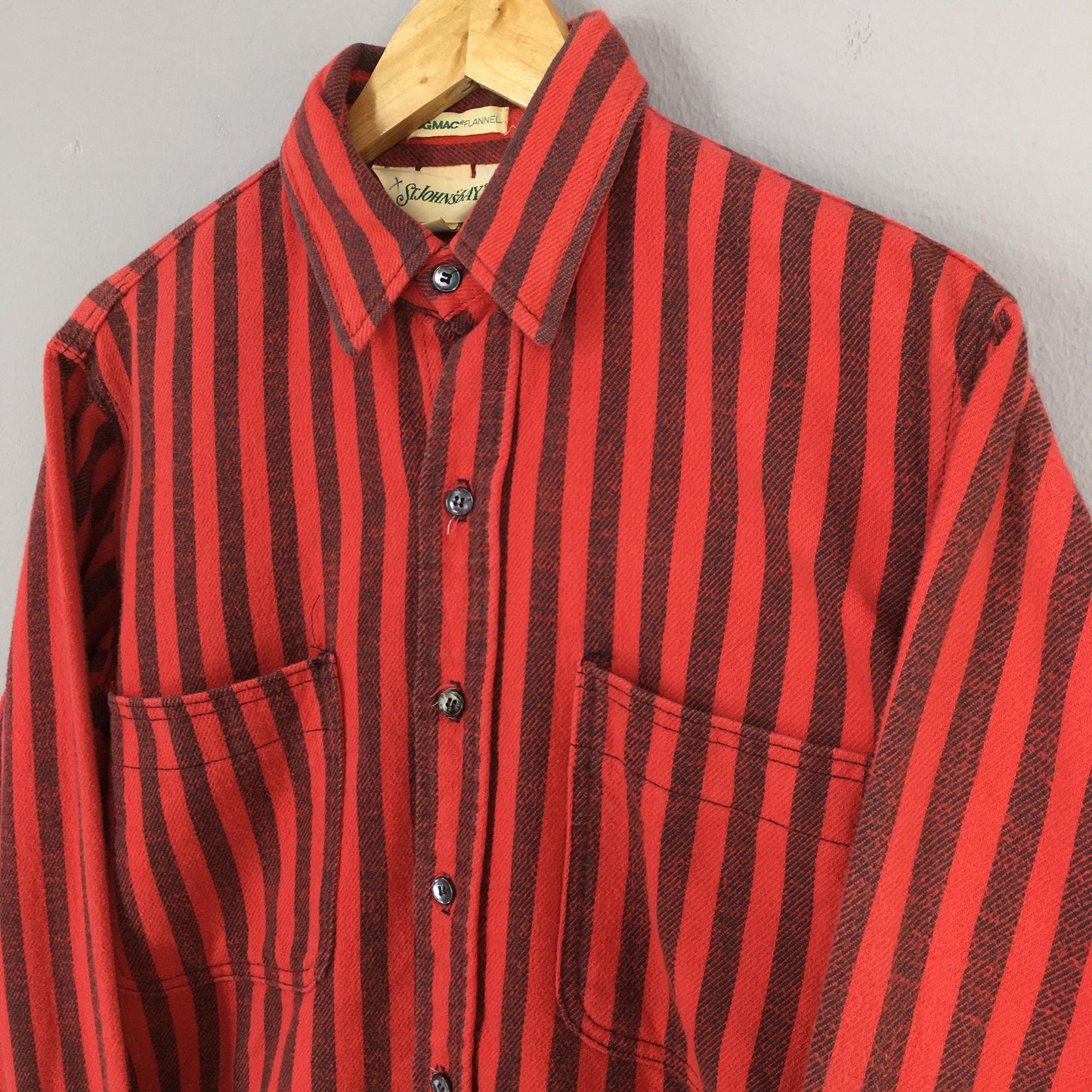 St Johns Bay Vertical Stripes Flannel Thick Shirt Medium