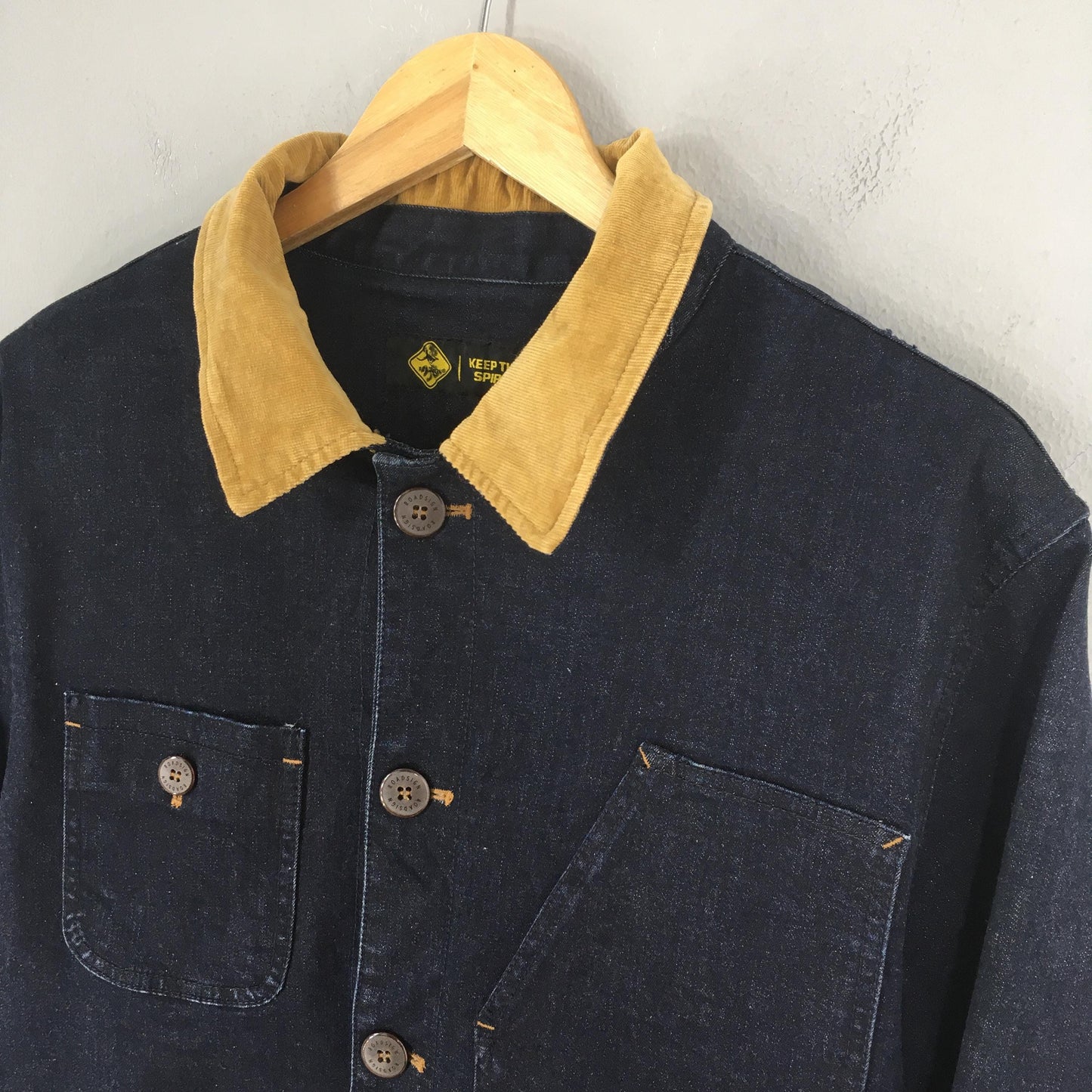 Indigo Blue Denim Workers Barn Field Jacket Large