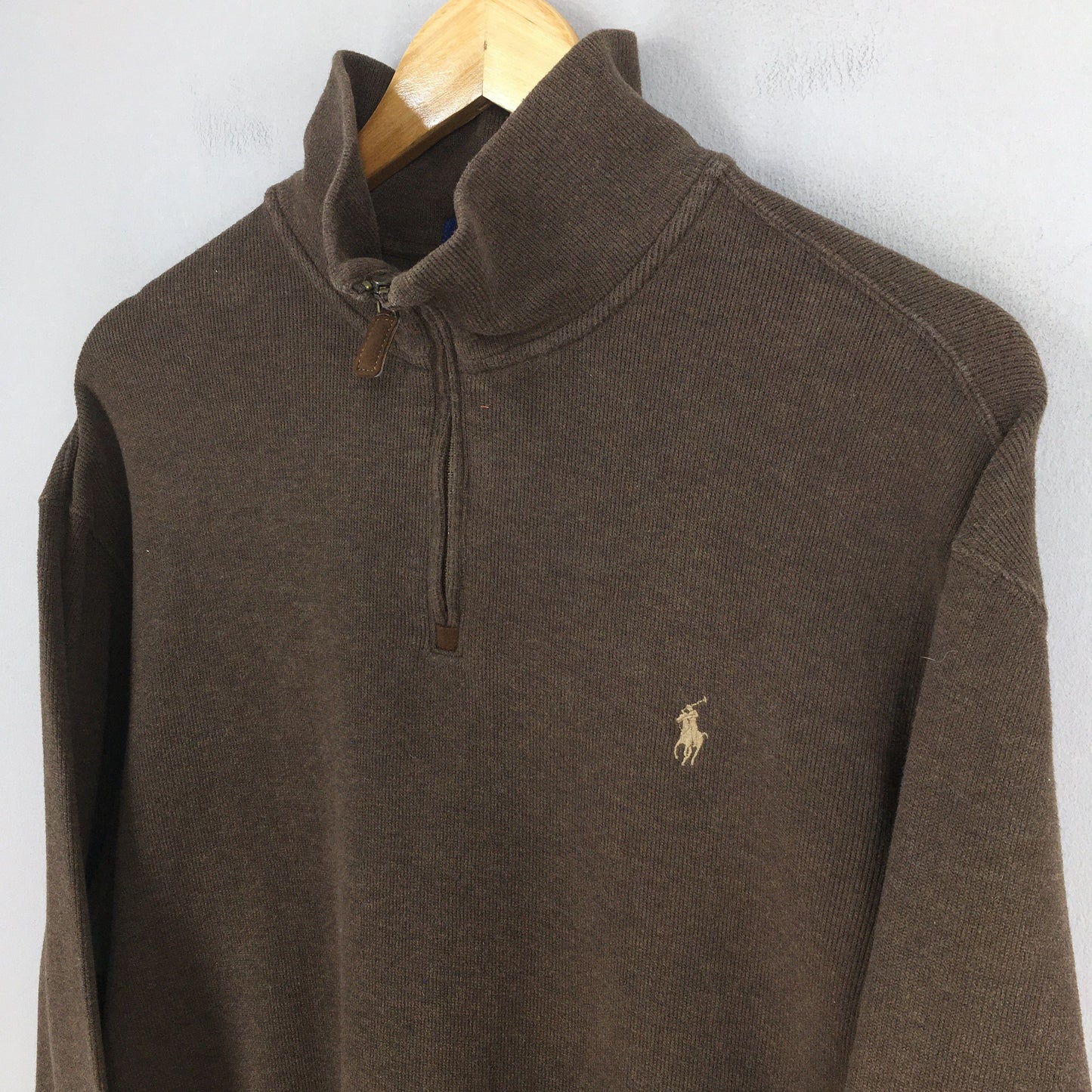 Polo Ralph Lauren Brown Half Zipper Sweater Large