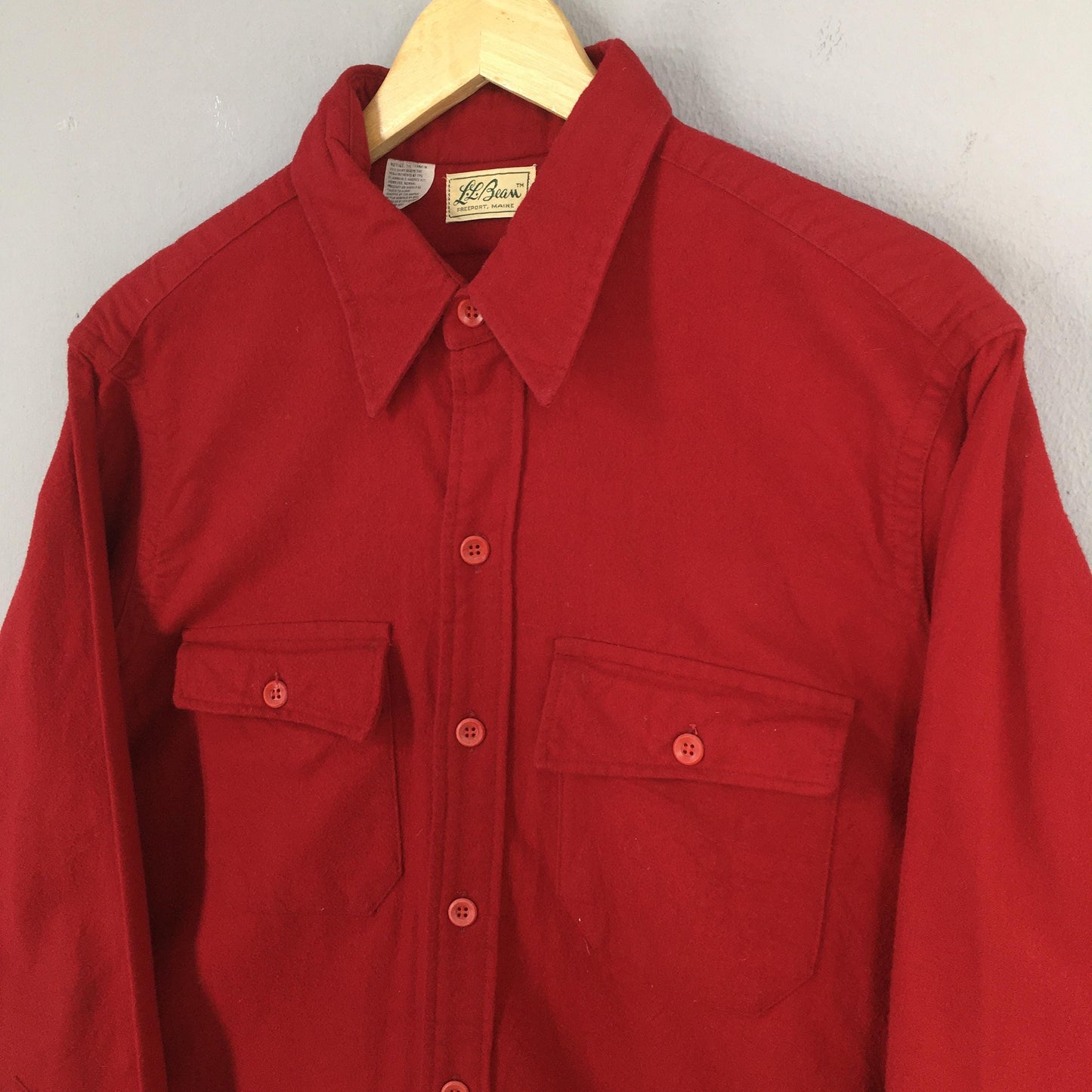 LL Bean Chamois Red Flannel Shirt Large