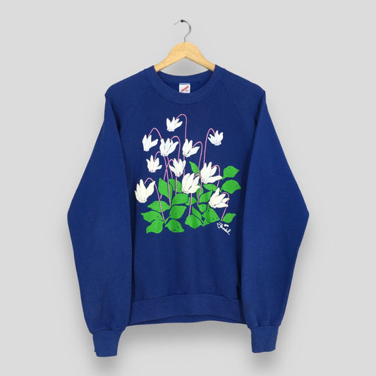 Pop Art Floral Sweatshirt Women Large