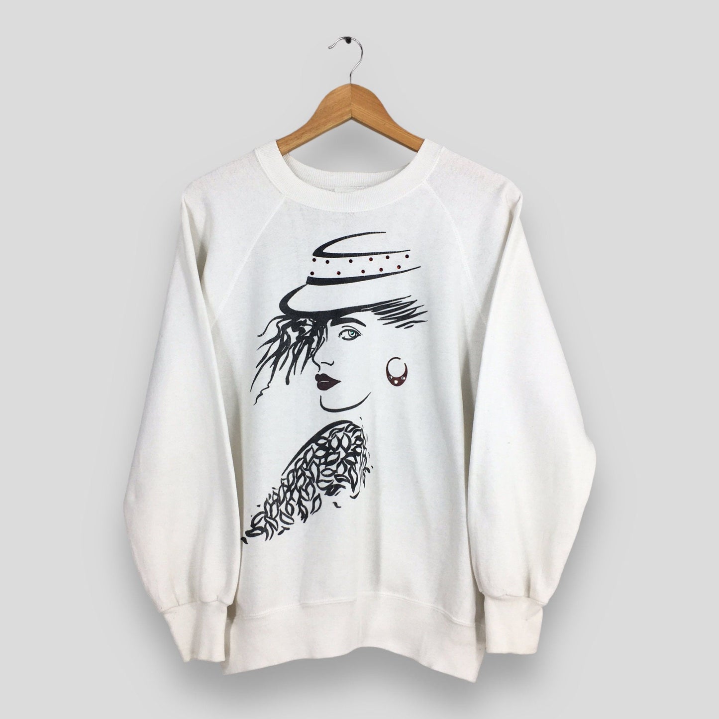 Pop Art Girls Painting White Sweatshirt Large