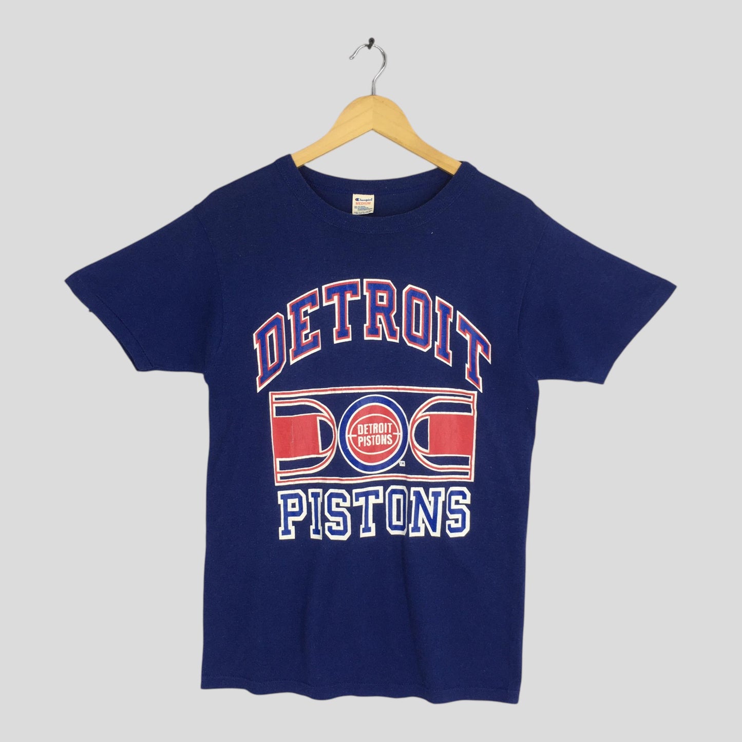 1980s Champion Usa Detroit Pistons NBA Blue T shirt Medium