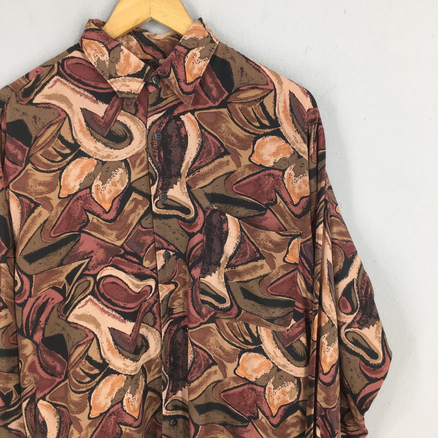 Alberto Zanre Psychedelic Pattern Silk Shirt Large