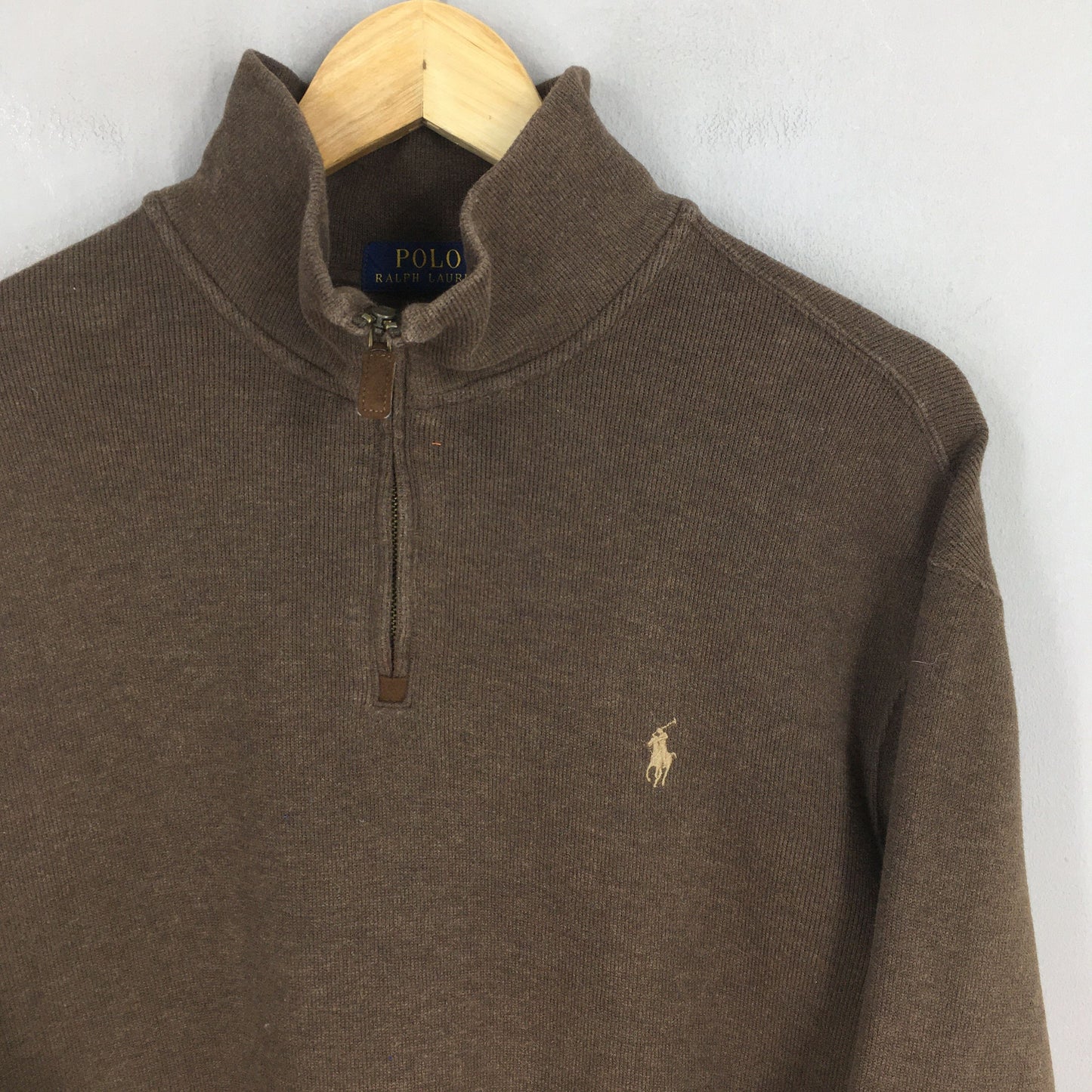 Polo Ralph Lauren Brown Half Zipper Sweater Large