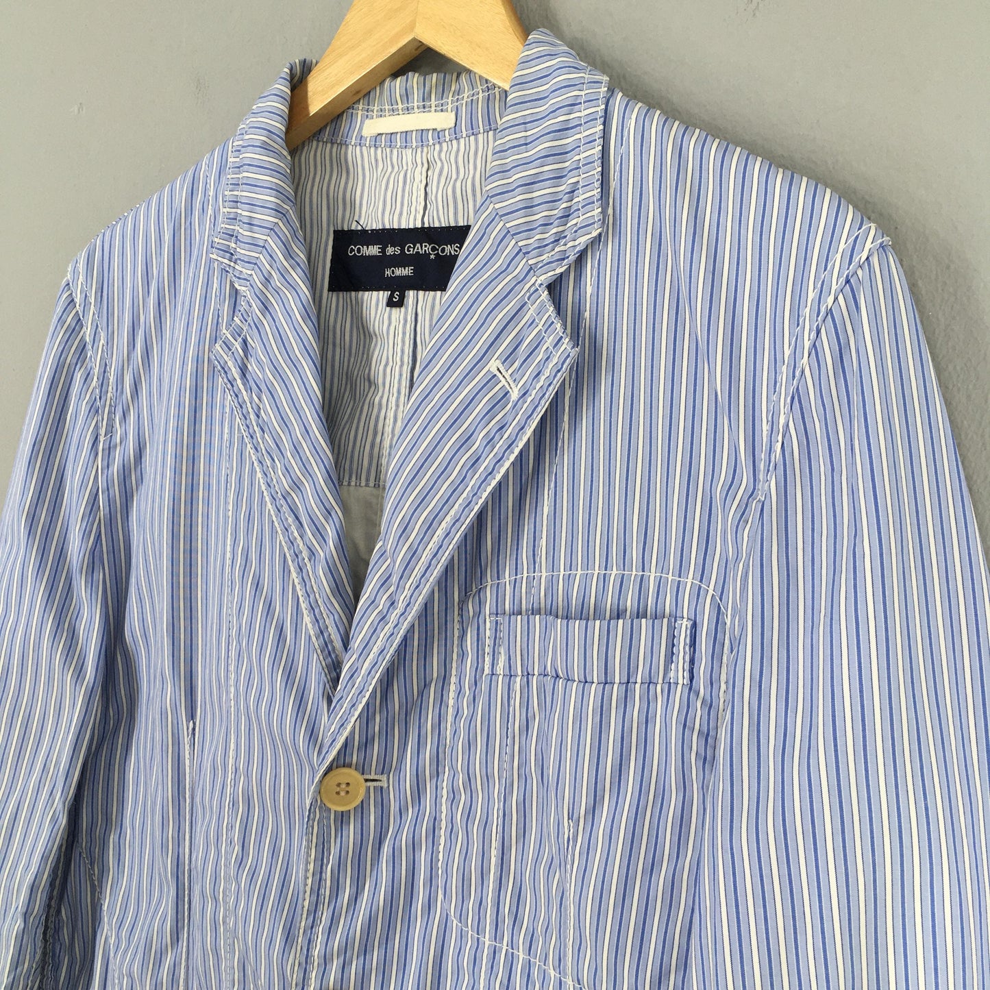 Comme Des Garcons Blue Striped Coat Blazer Small