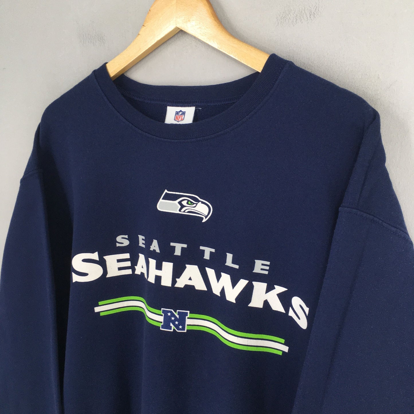 Seattle Seahawks NFL Rugby Blue Sweatshirt XLarge