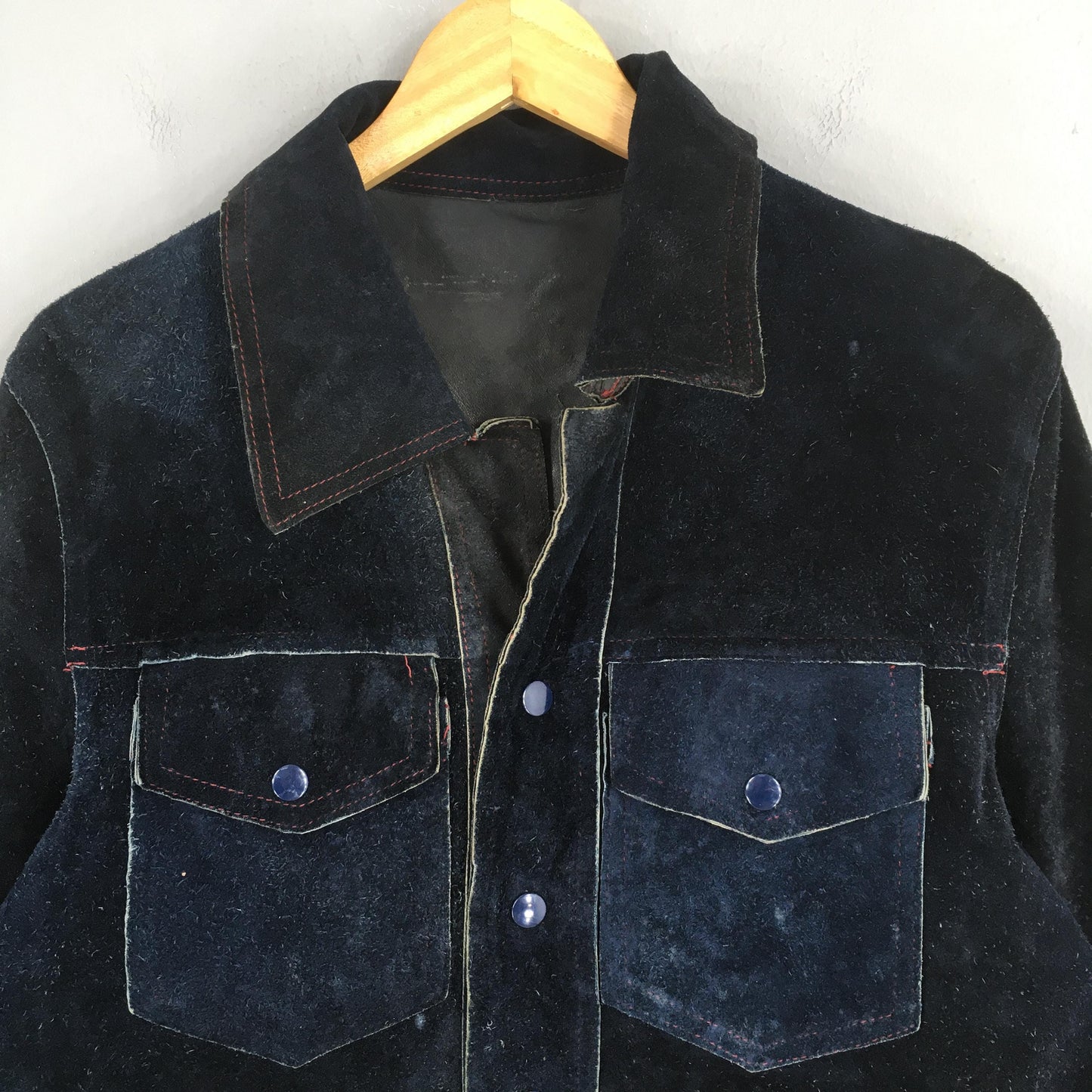 1970's Motorcycle Punk Black Suede Leather Jacket Medium