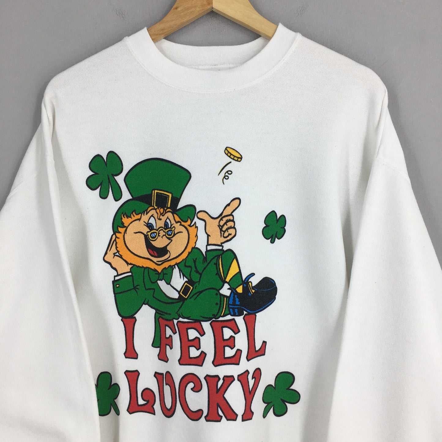 I Feel Lucky Leprechaun Sweatshirt Large