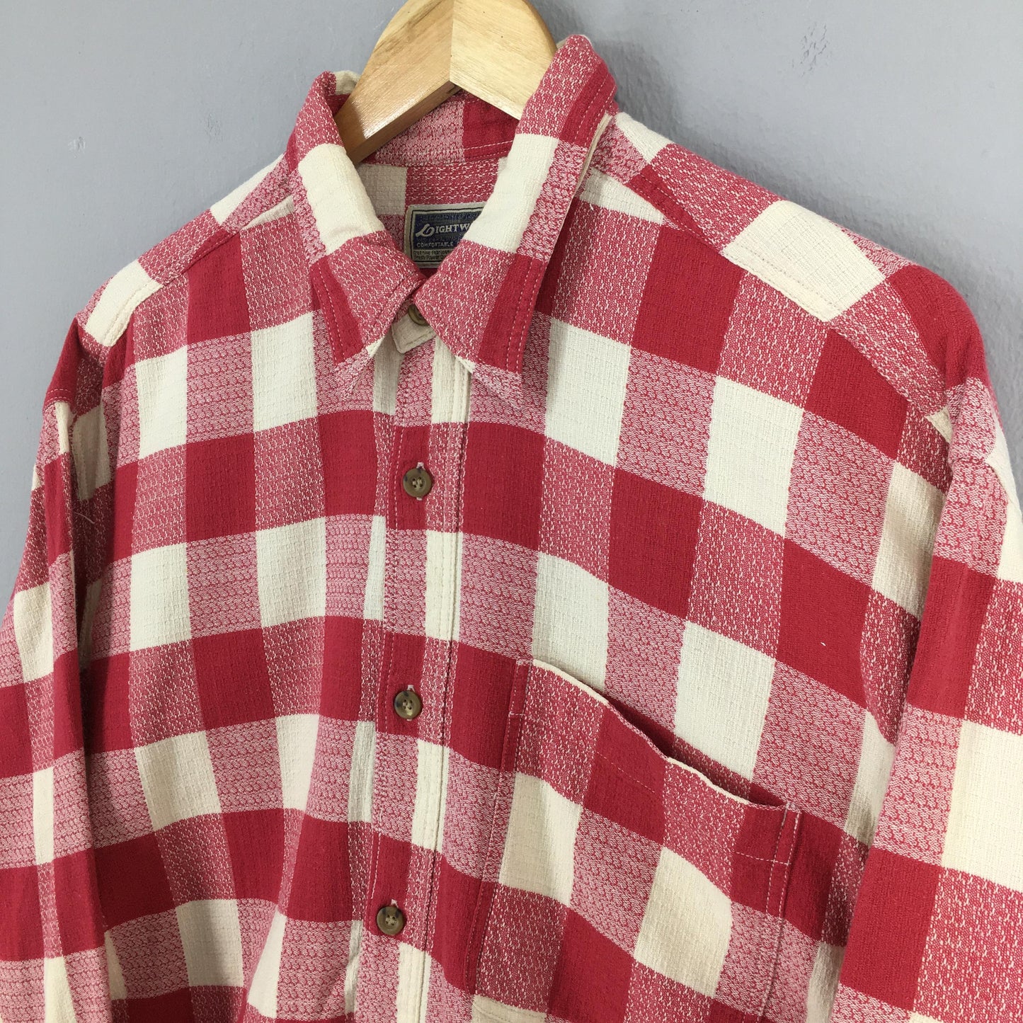 Tartan Checkered Red Western Shirt Large