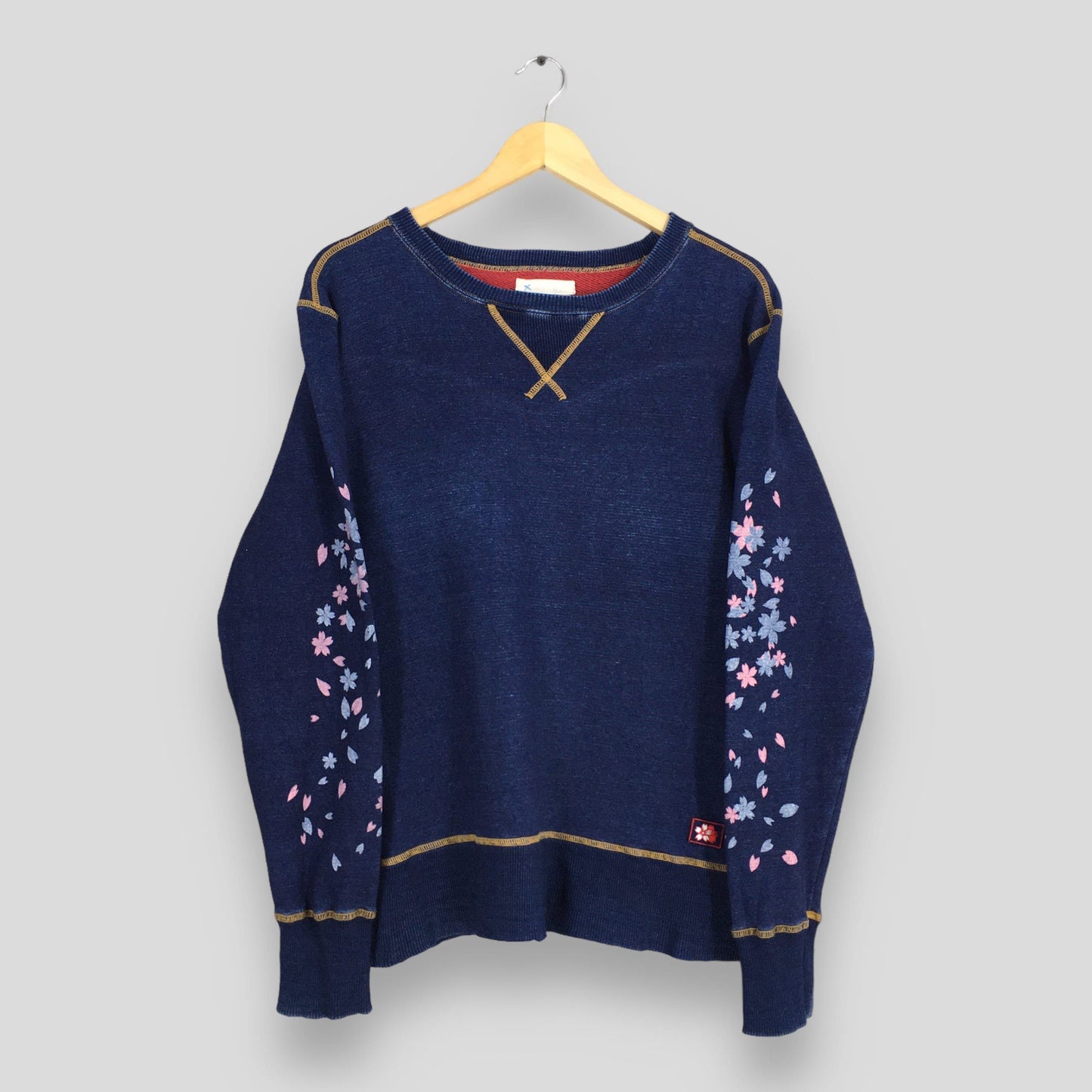 Indigo Blue Japan Sakura Blossom Sweatshirt Medium