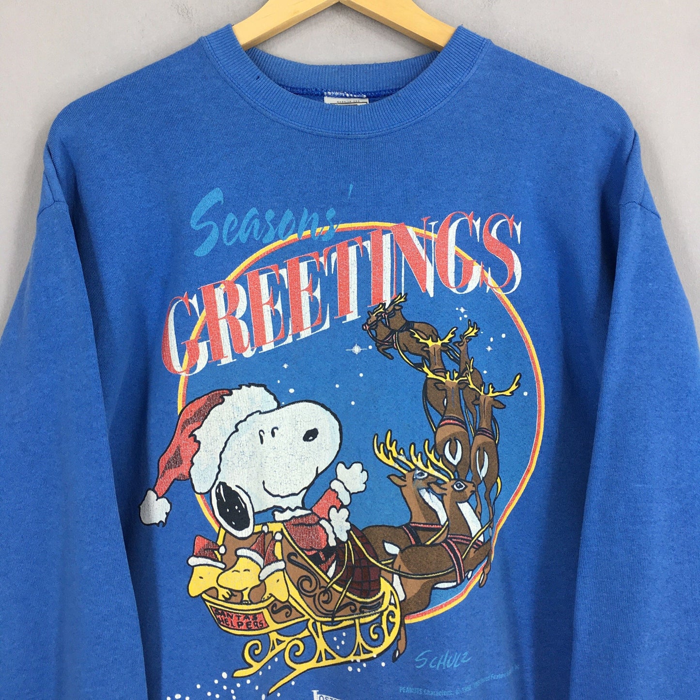 Peanuts Snoopy Christmas Blue Sweatshirt Medium