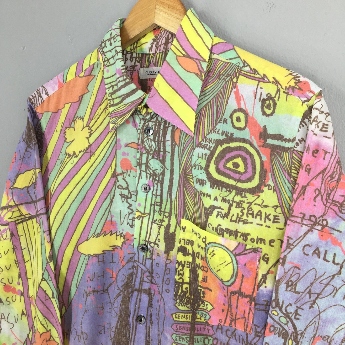 Guell Mustard Abstract Pattern Shirt Medium