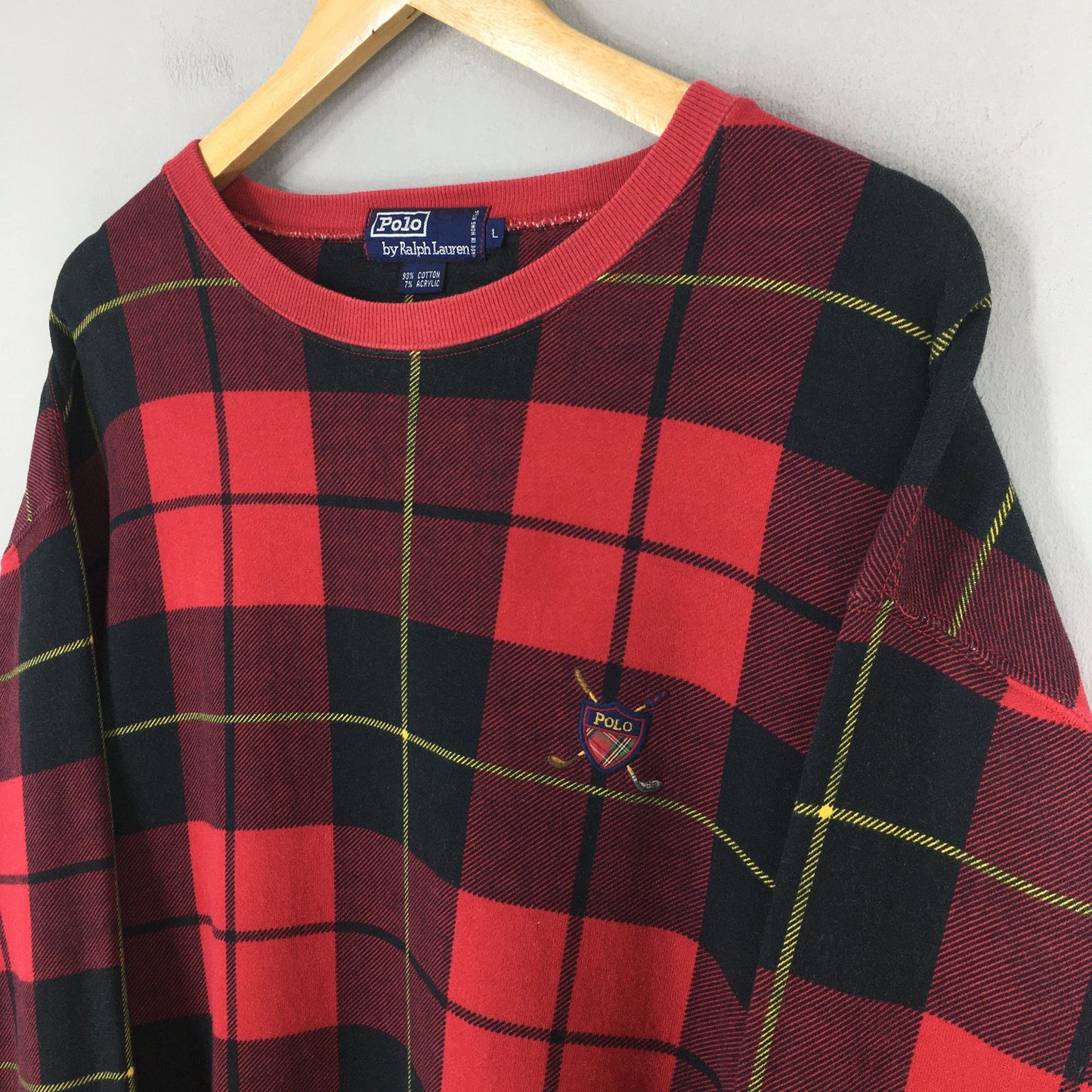 Polo Ralph Lauren Red Tartan Checkered Sweater Large