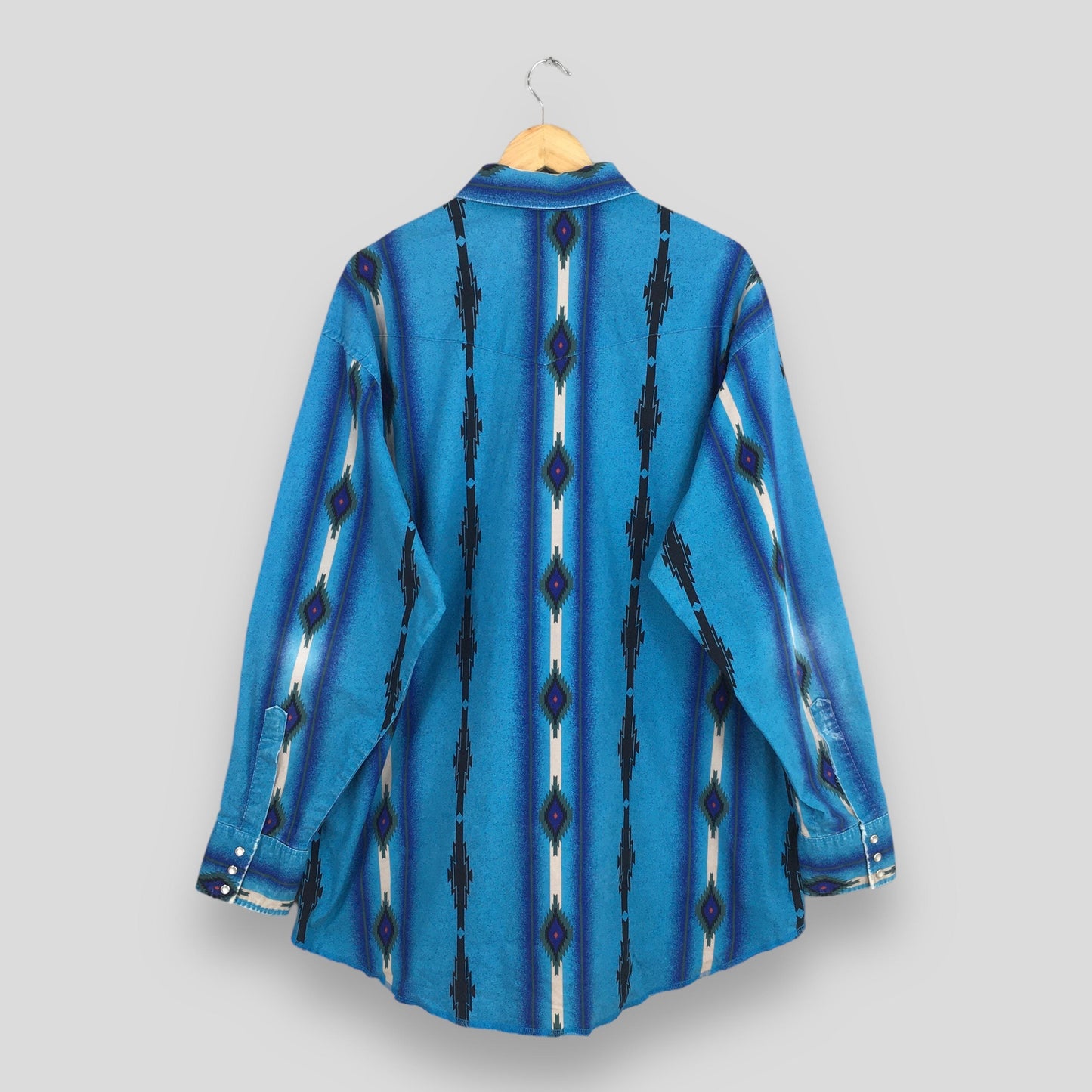 Wrangler Aztec Navajo Brushpopper Blue Shirt 2XLarge