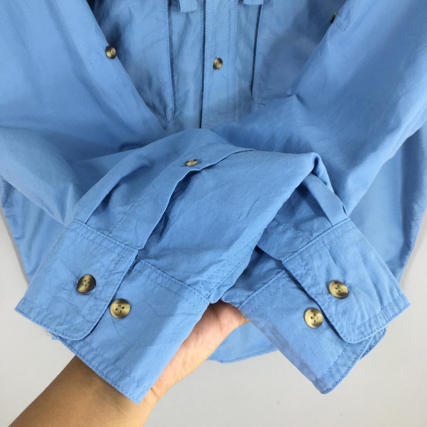 LL Bean Flannel Blue Plain Shirt XLarge