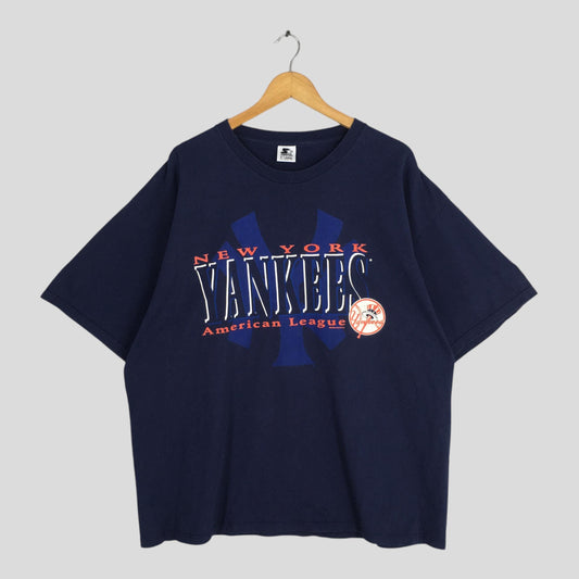90s New York Yankees MLB Blue T shirt XLarge